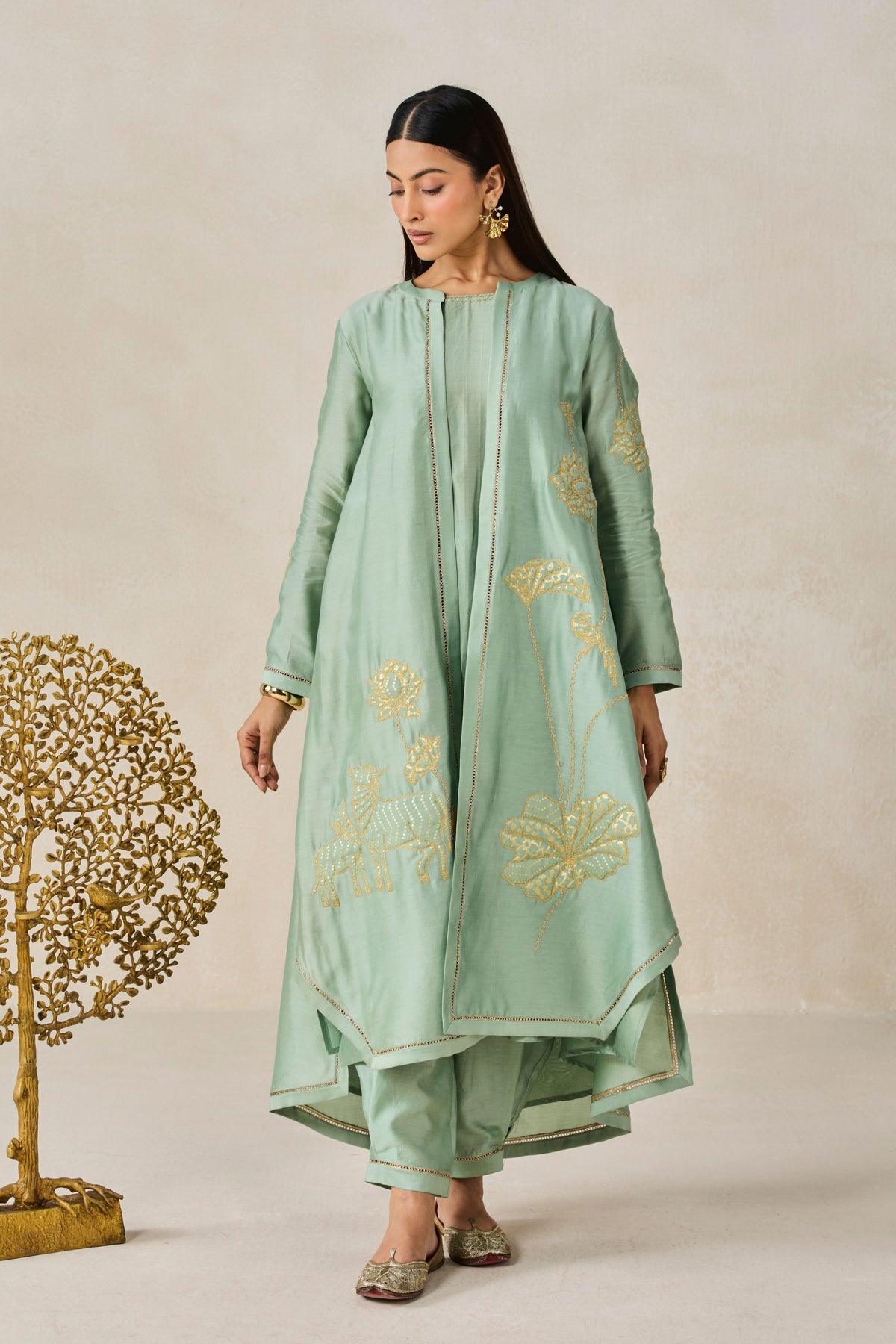Green Jacket Kurta Set