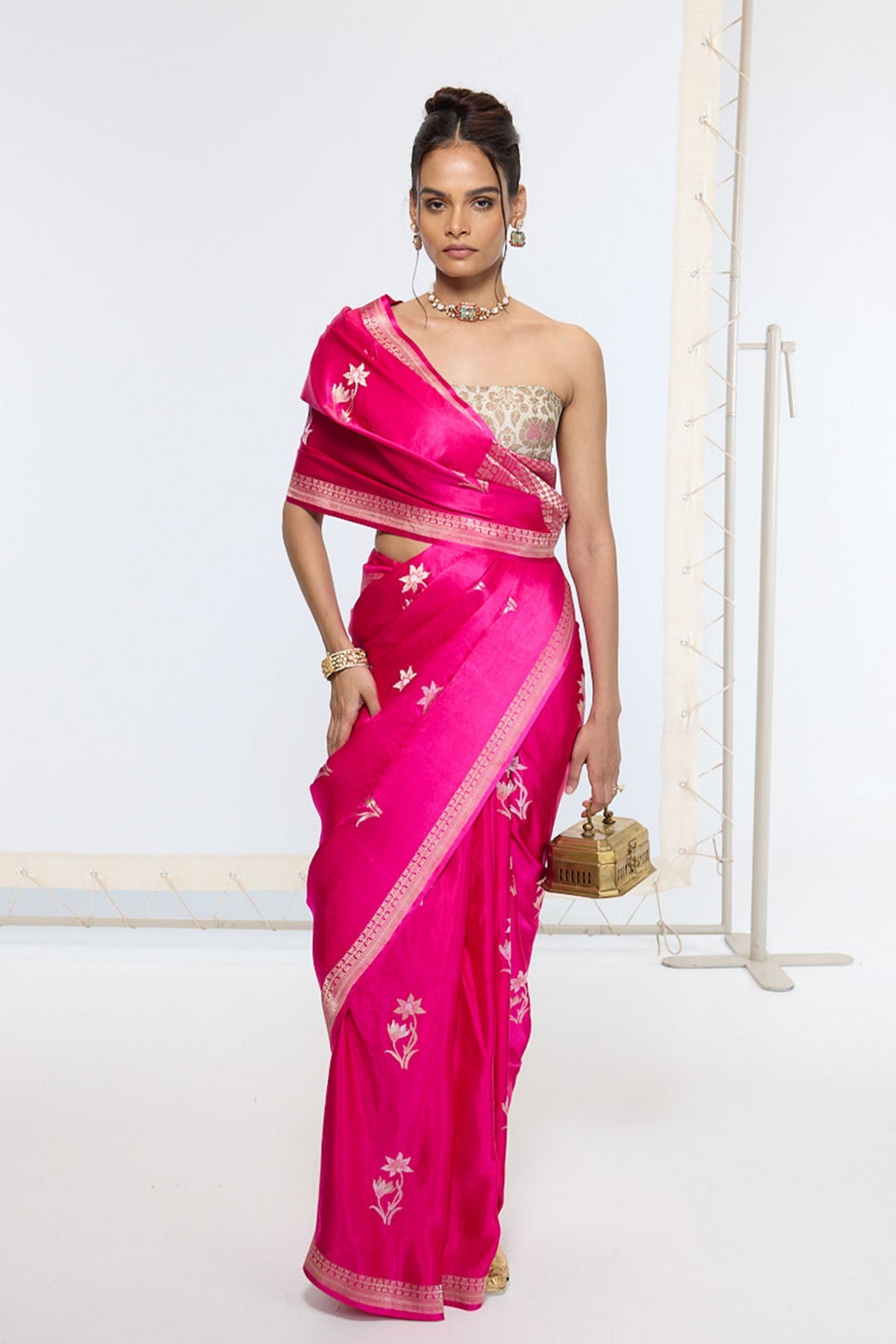 Handwoven Hot Pink Banarasi Saree