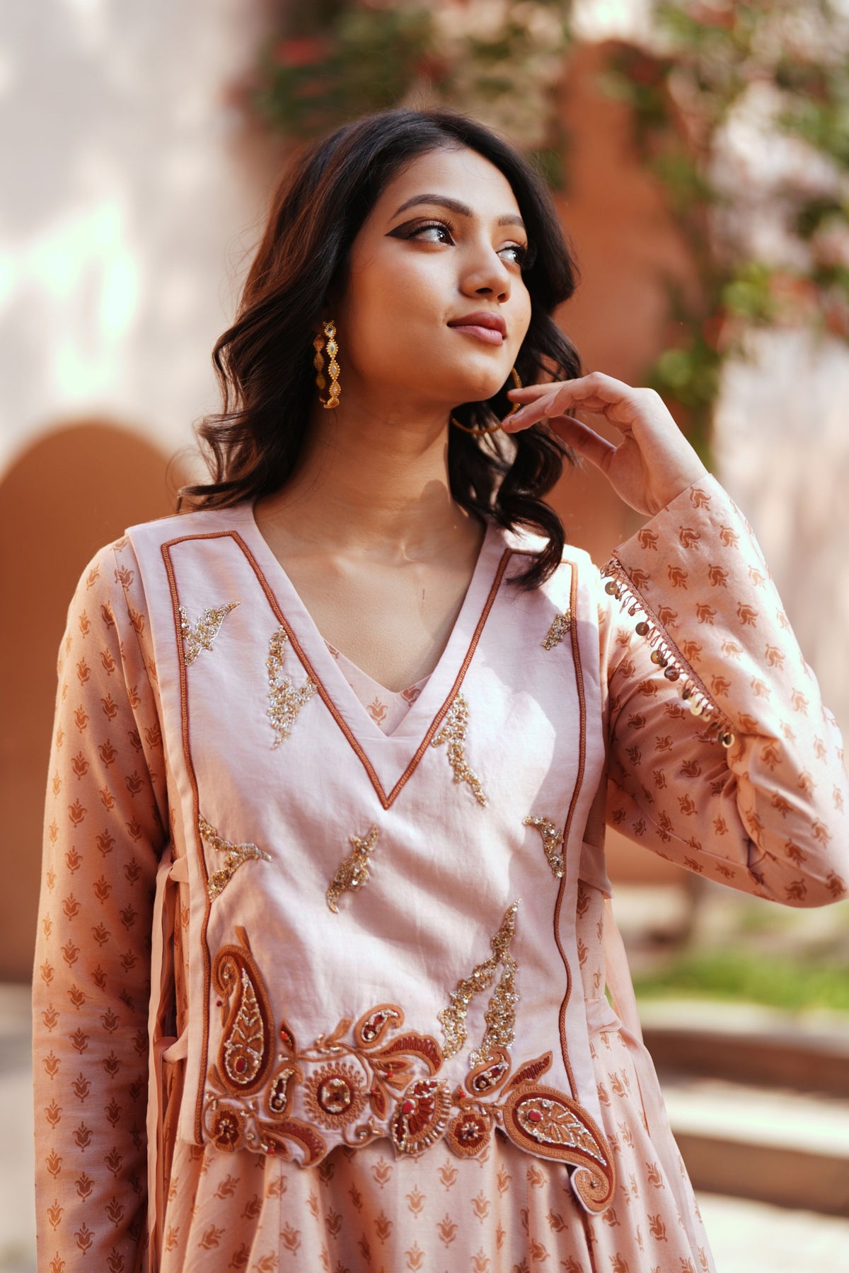 Powder Pink Chanderi Kurta Set
