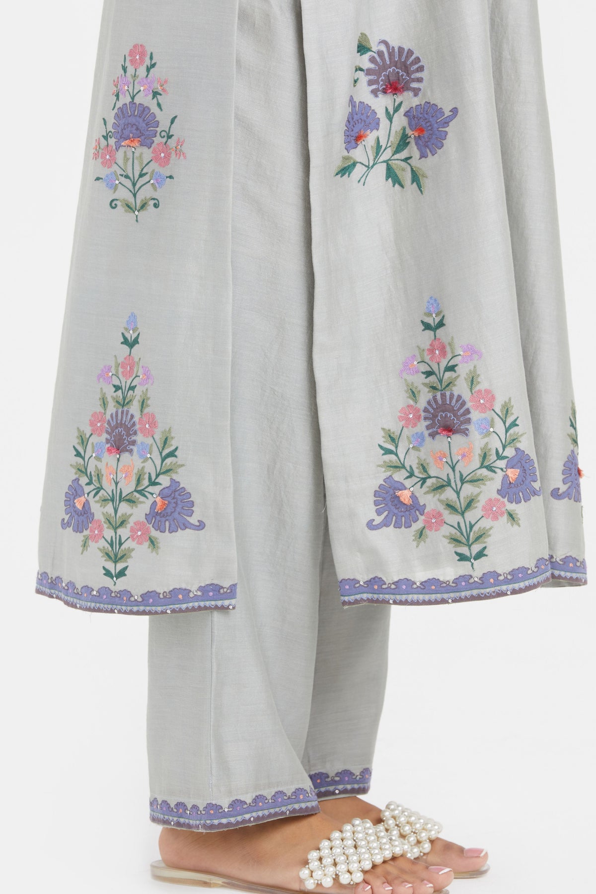 Silk Bluish Grey Kurta Set