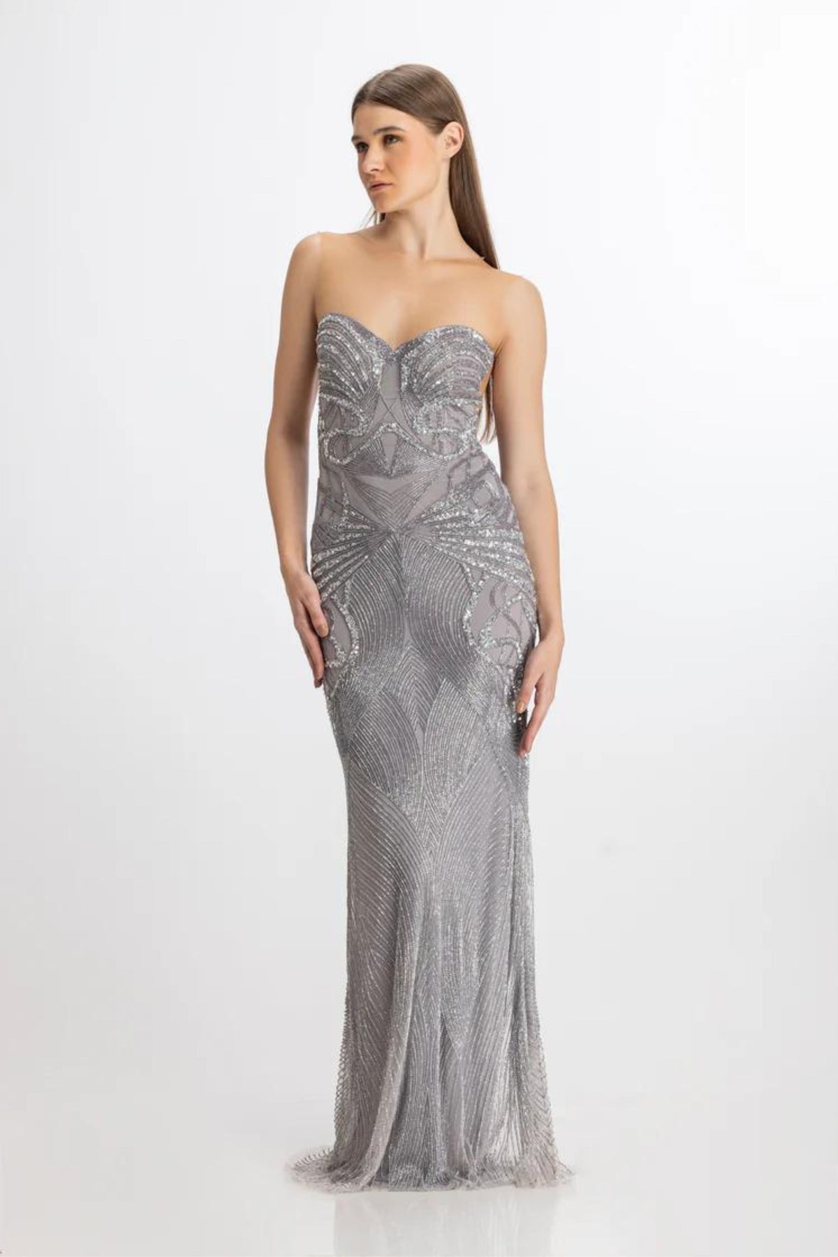 Lit grey corset fit gown