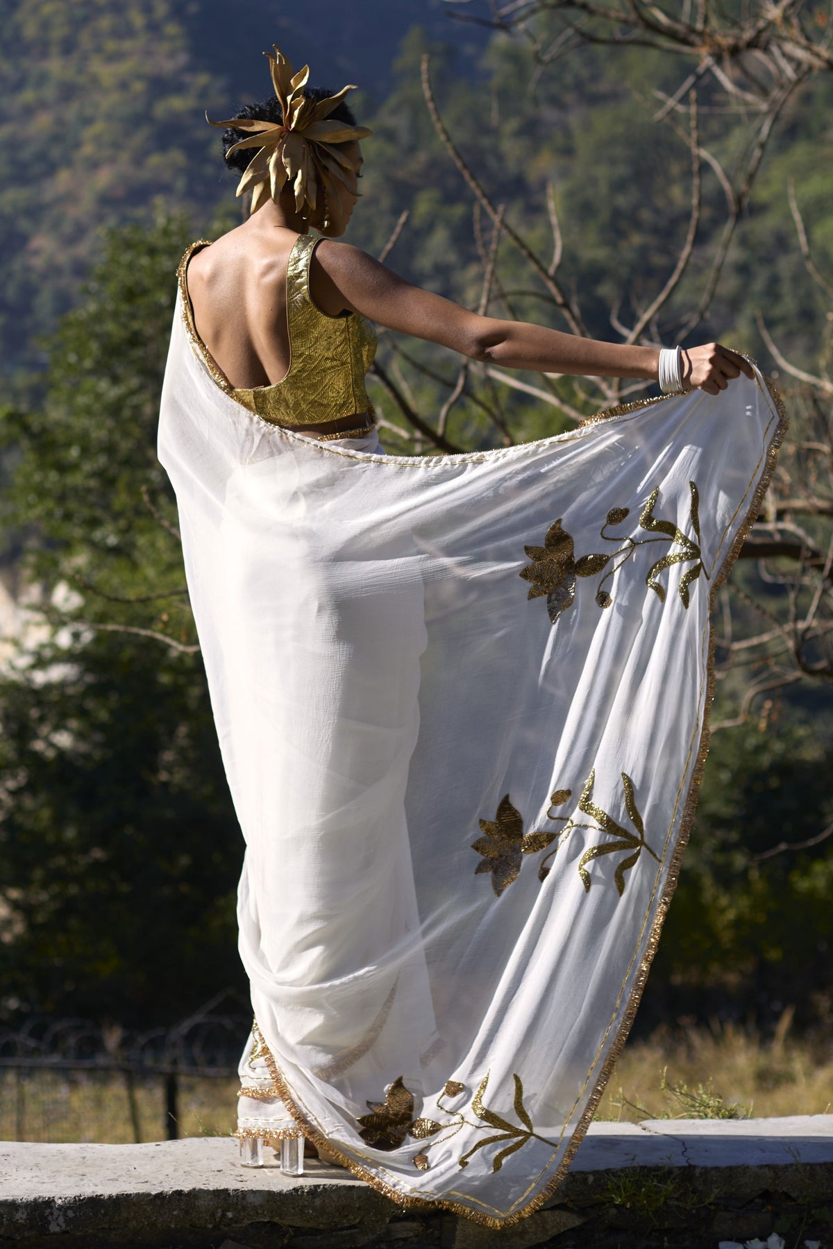 Tulip Ivory Saree Set