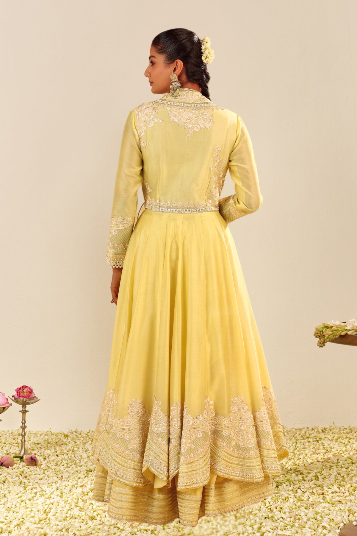 Lemon Yellow Anarkali With Skirt