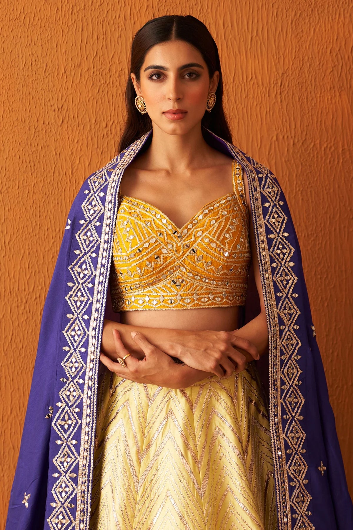 Yellow Raw Silk Lehenga Set