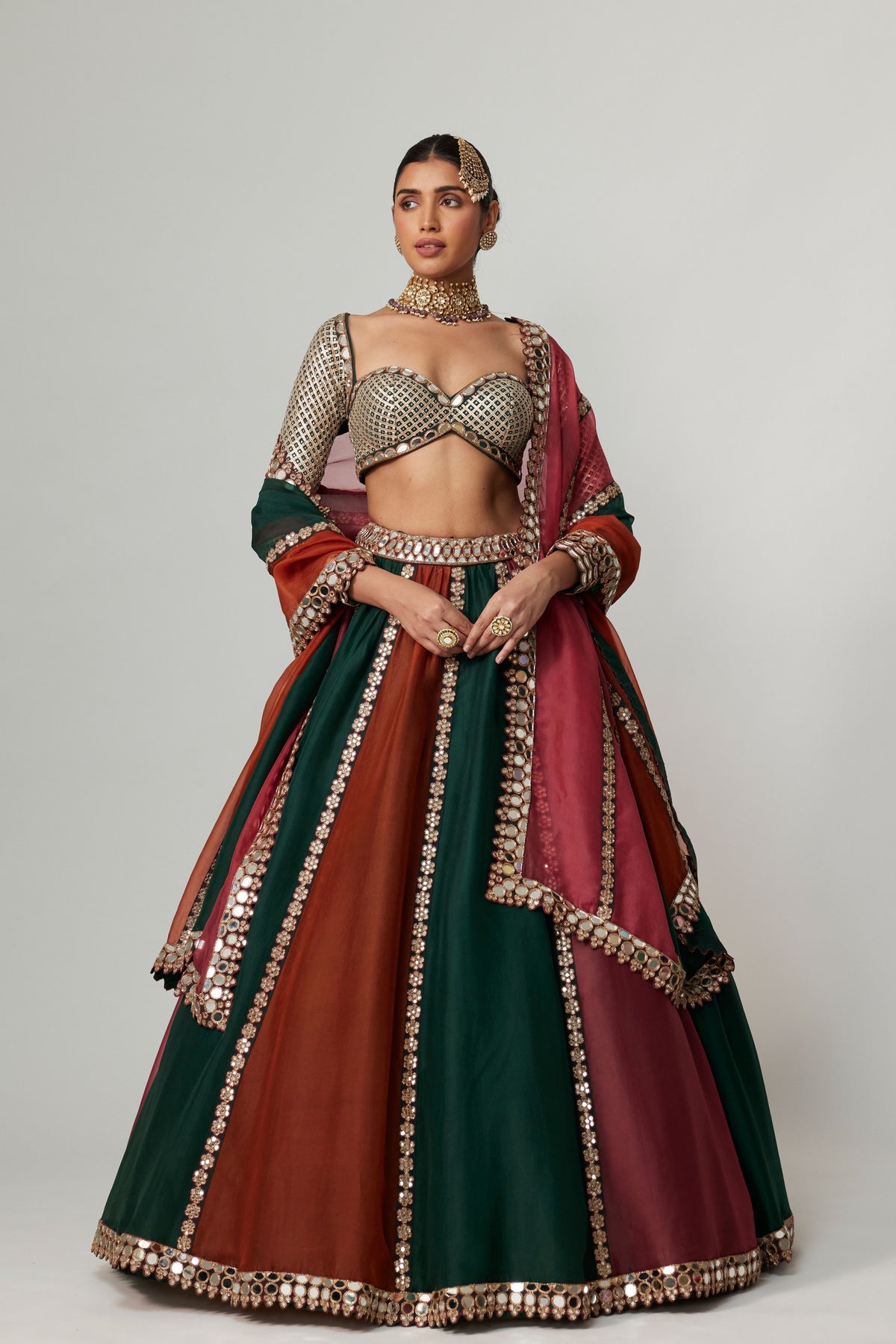 Cranberry Multicolor Lehenga Set