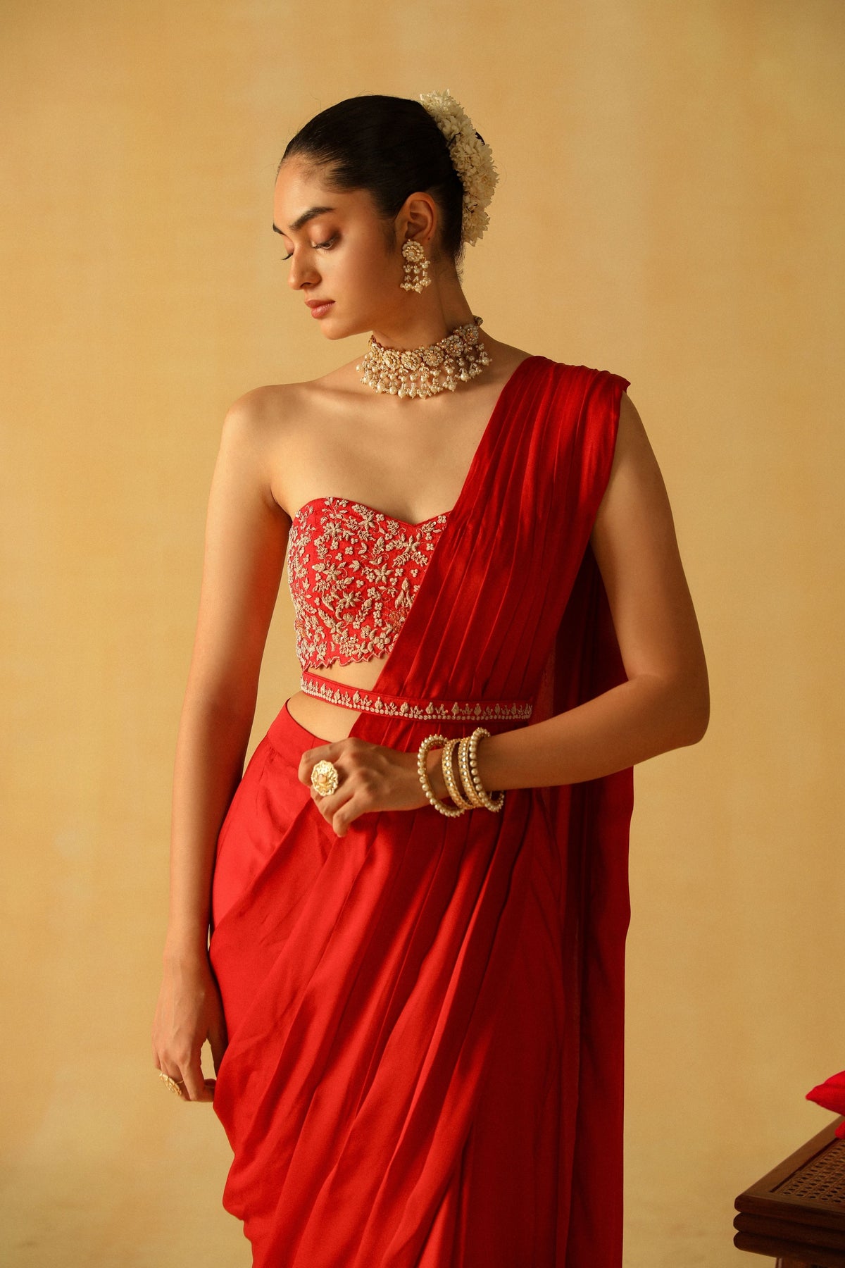 Deep Red Rumaan Saree Set