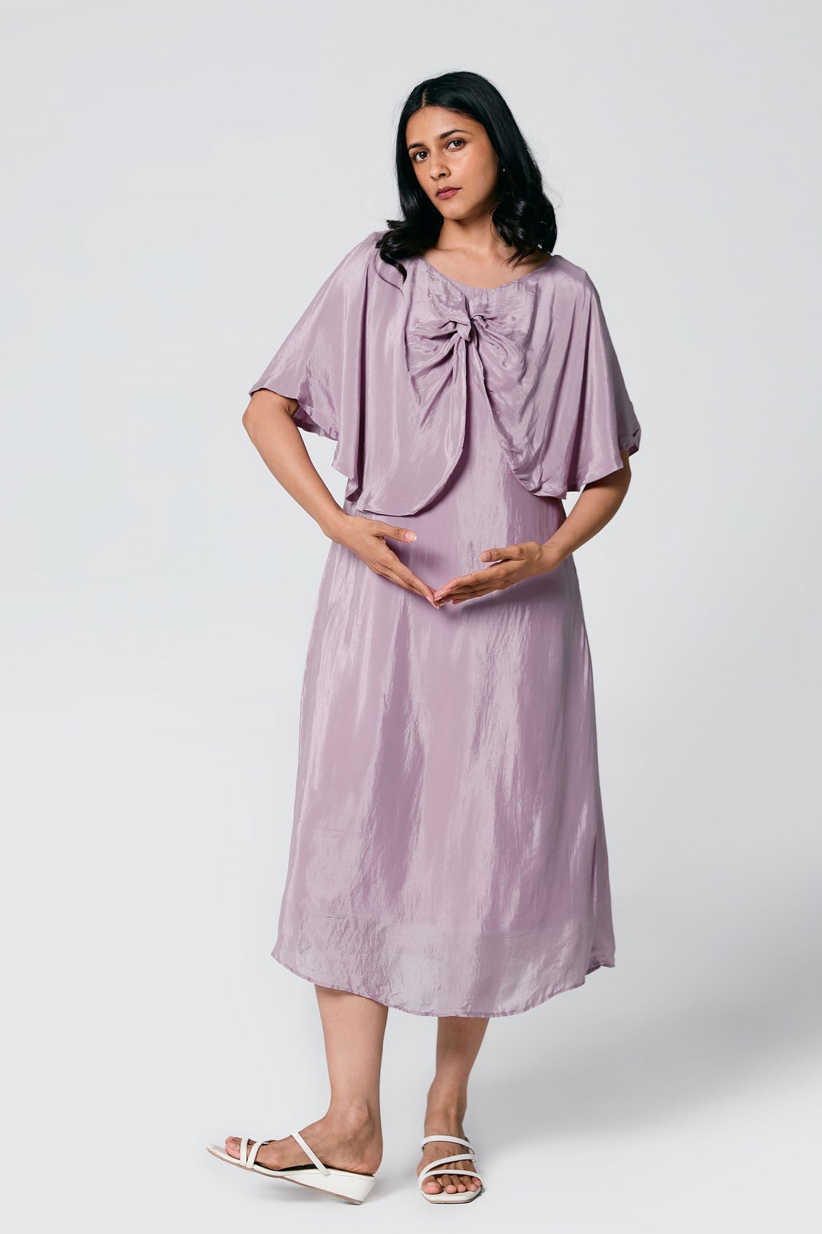 Lilac Midi- Bow Dress