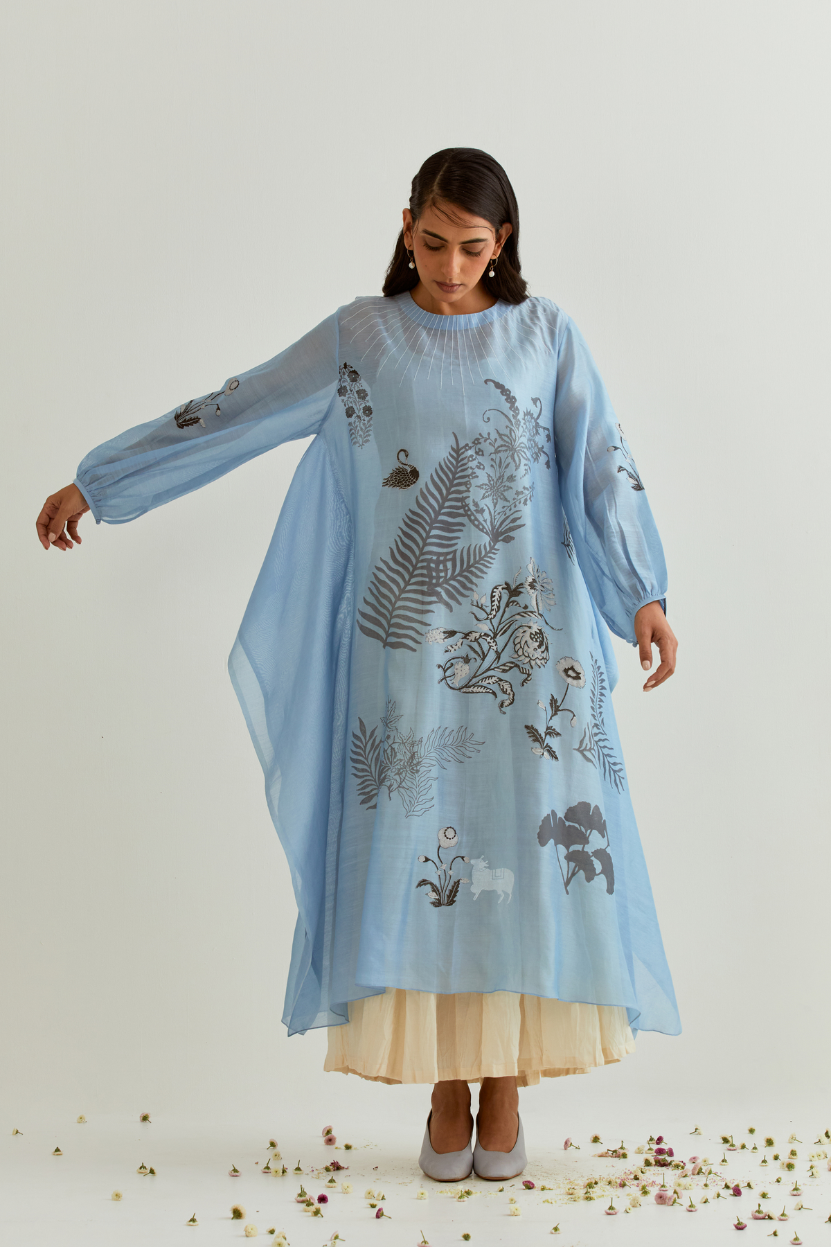 Blue Chanderi Kurta Set