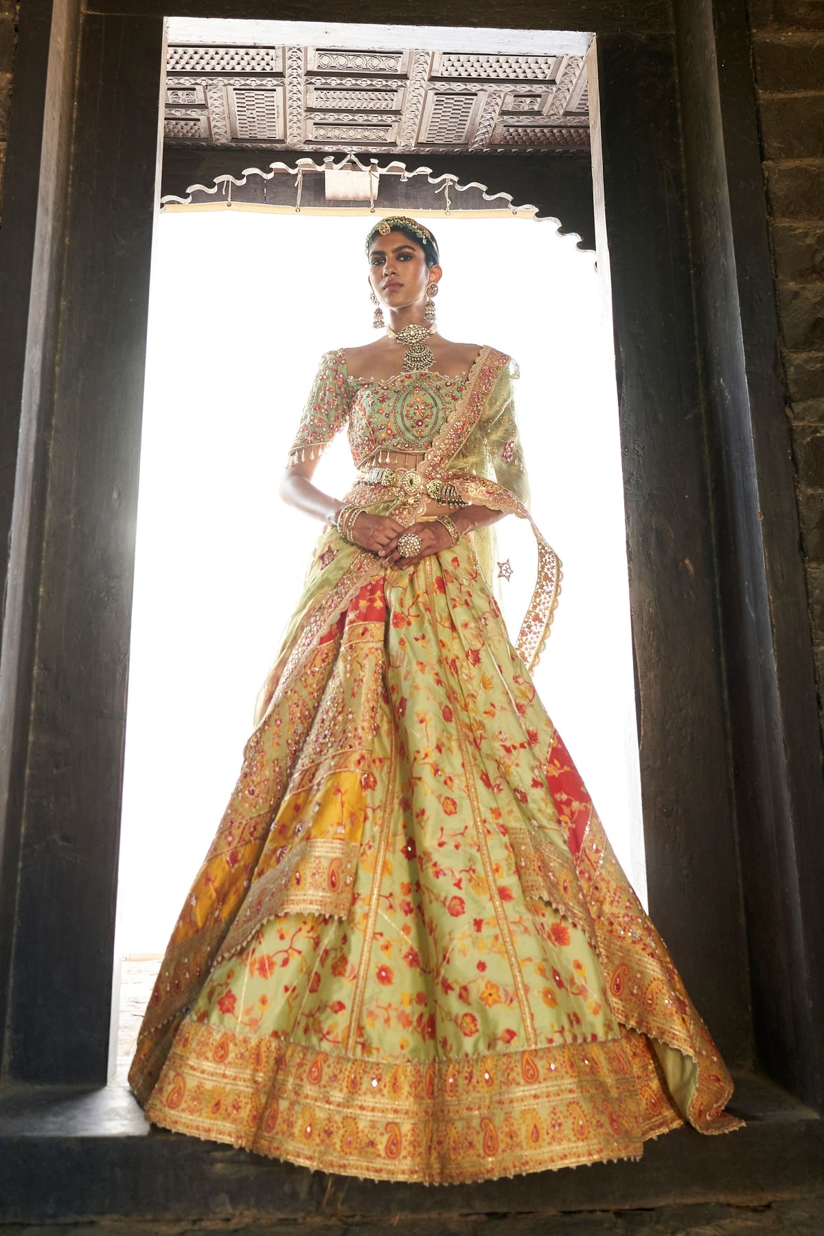 Kani Pista Green Lehenga Set