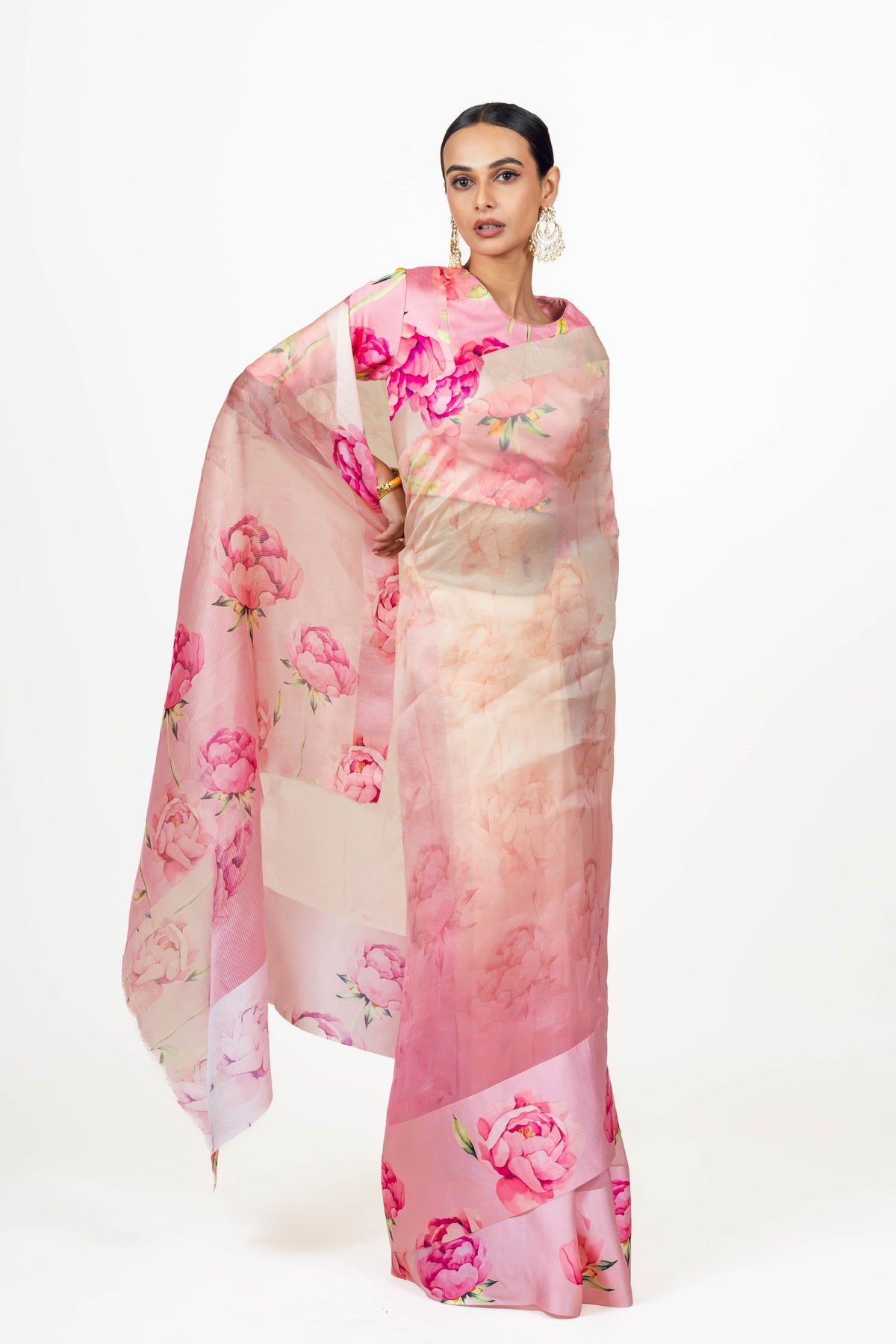 Monica Pink Organza Saree