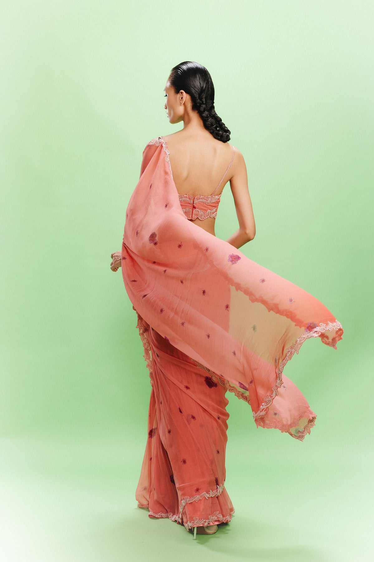 Liana Peach Saree Set