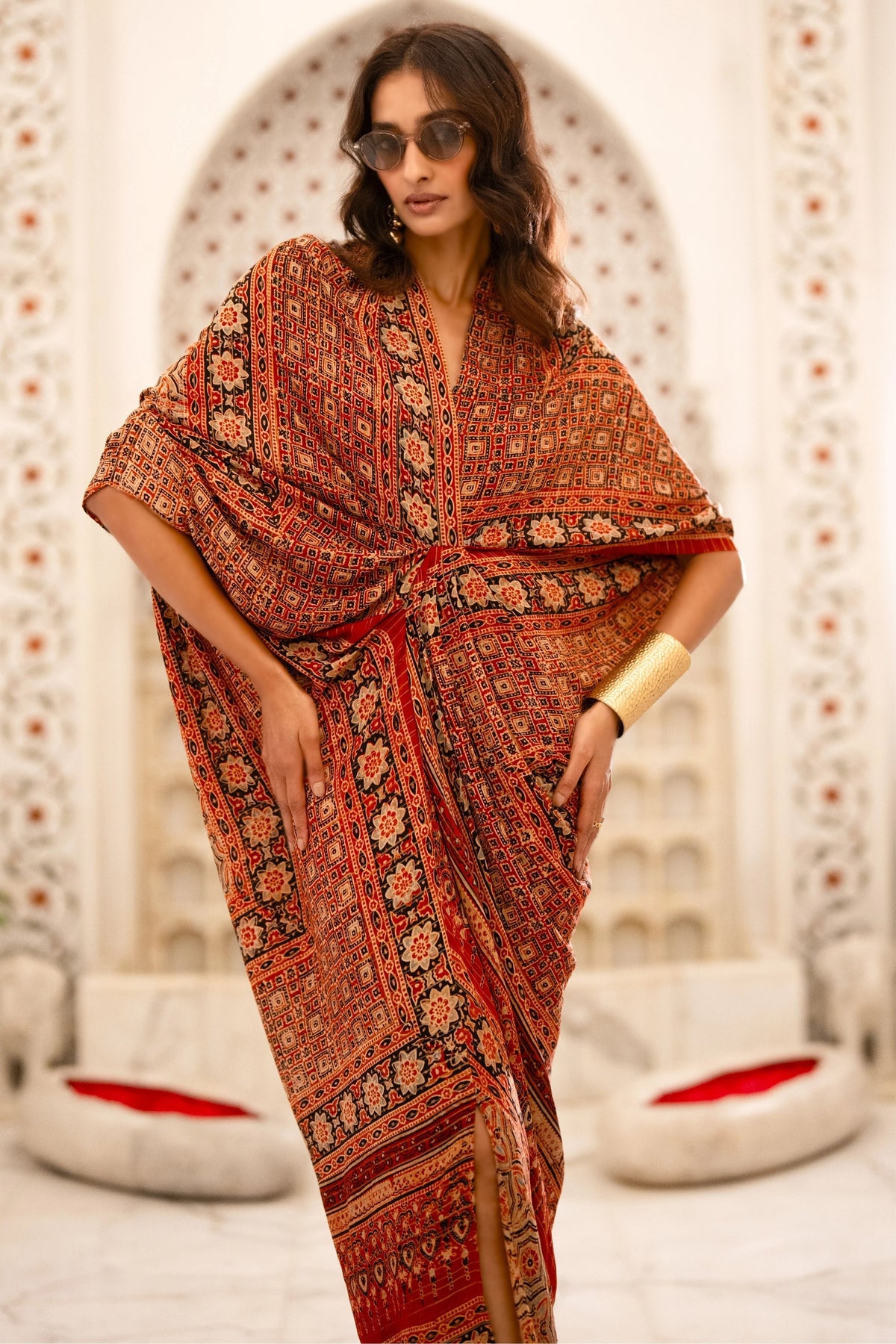 Ajrakh Print Draped Kaftan