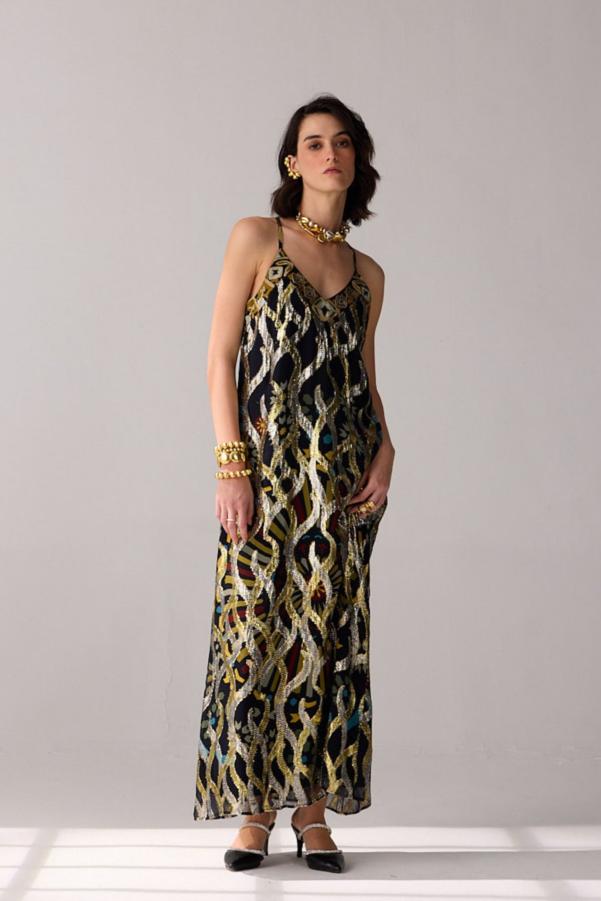 Romi Beaded Lurex Dres