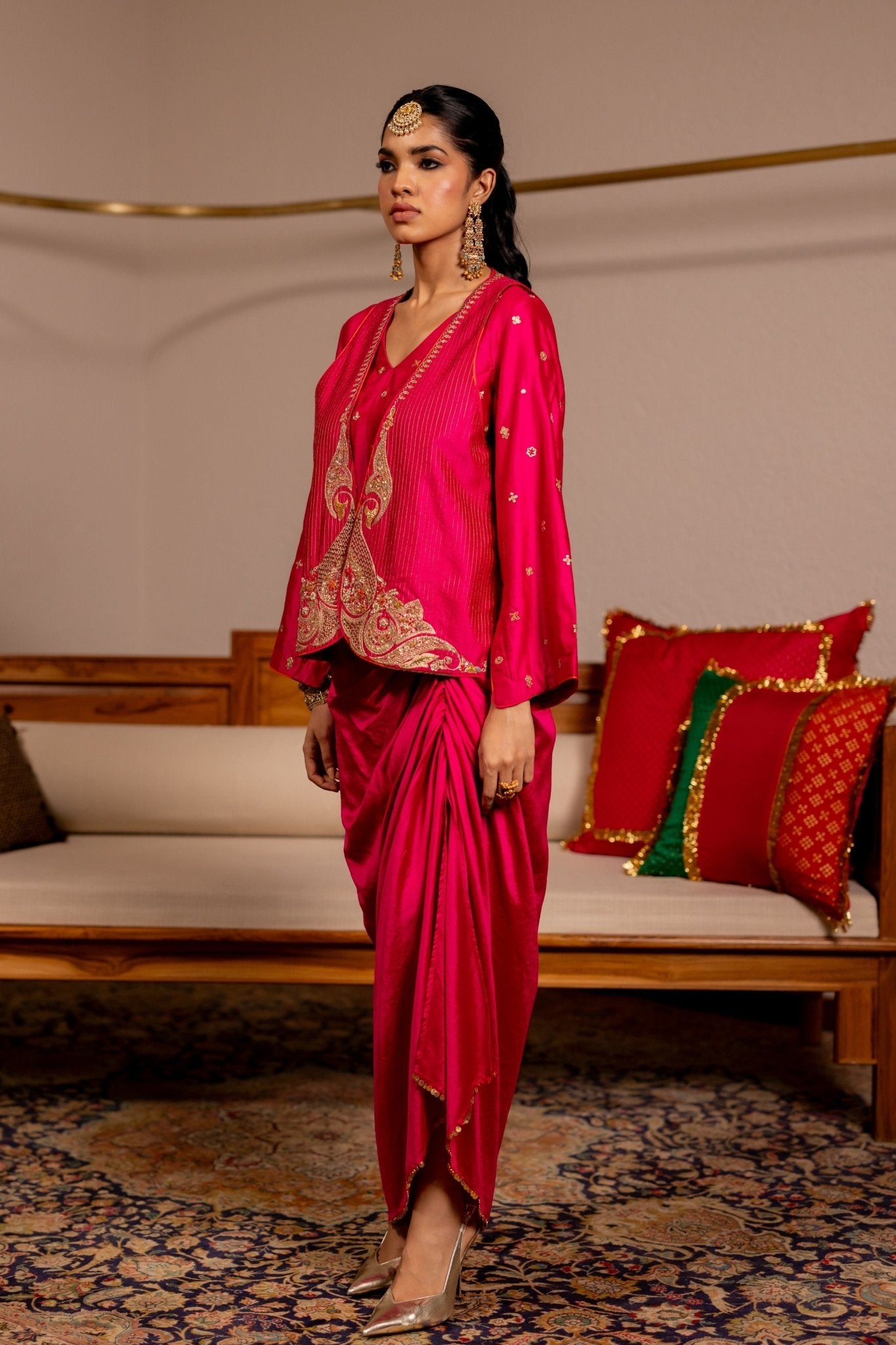 Kumbh Pink Draped Skirt Set - Pooja & Keyur - Elahe