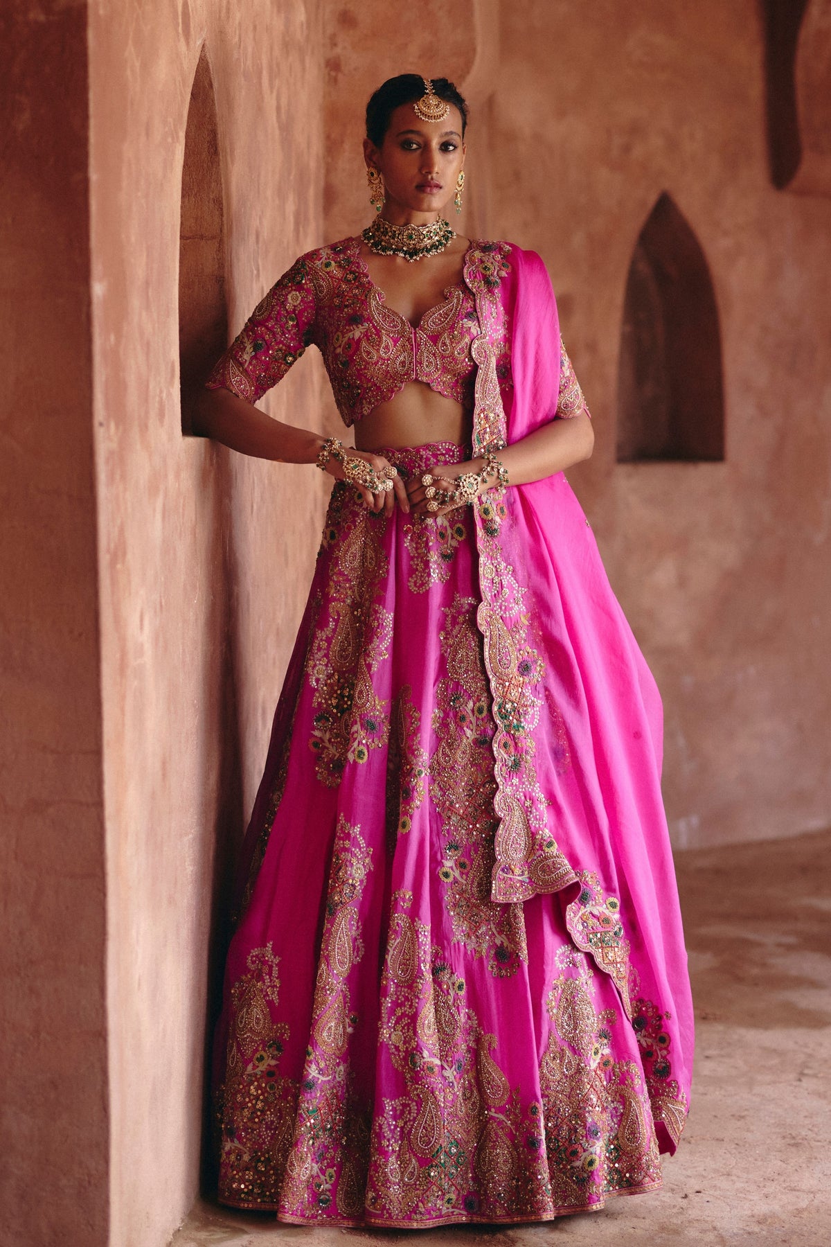Gulrez Pink 16 Kali Lehenga Set