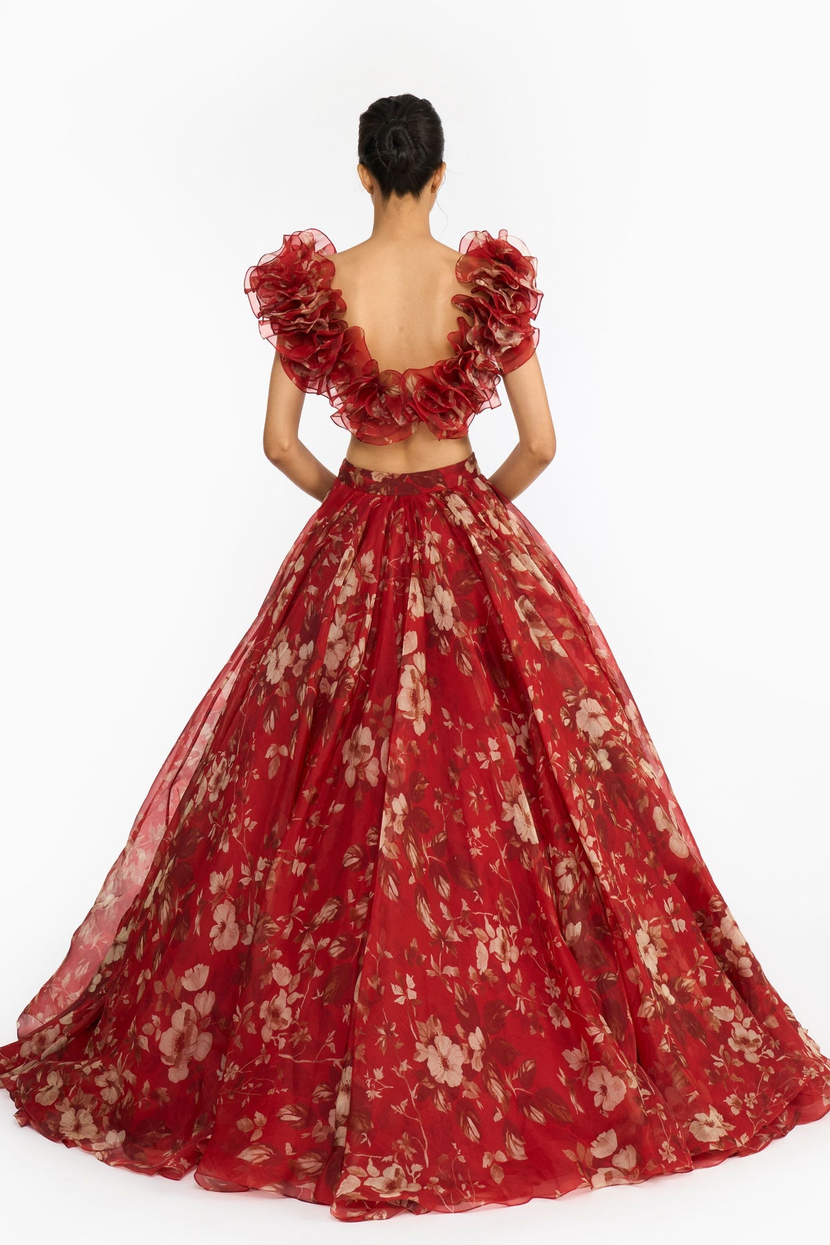 Red Forest Lehenga Set