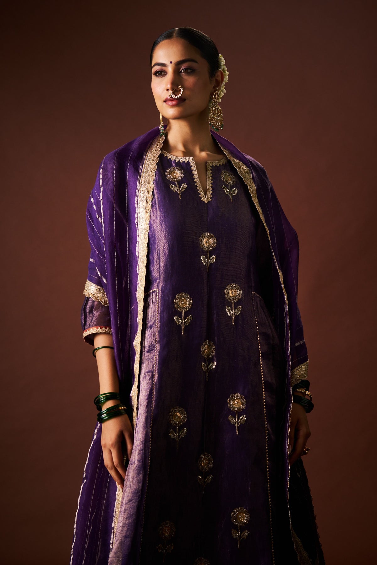 Purple Tissue Chanderi Yasmeen Set