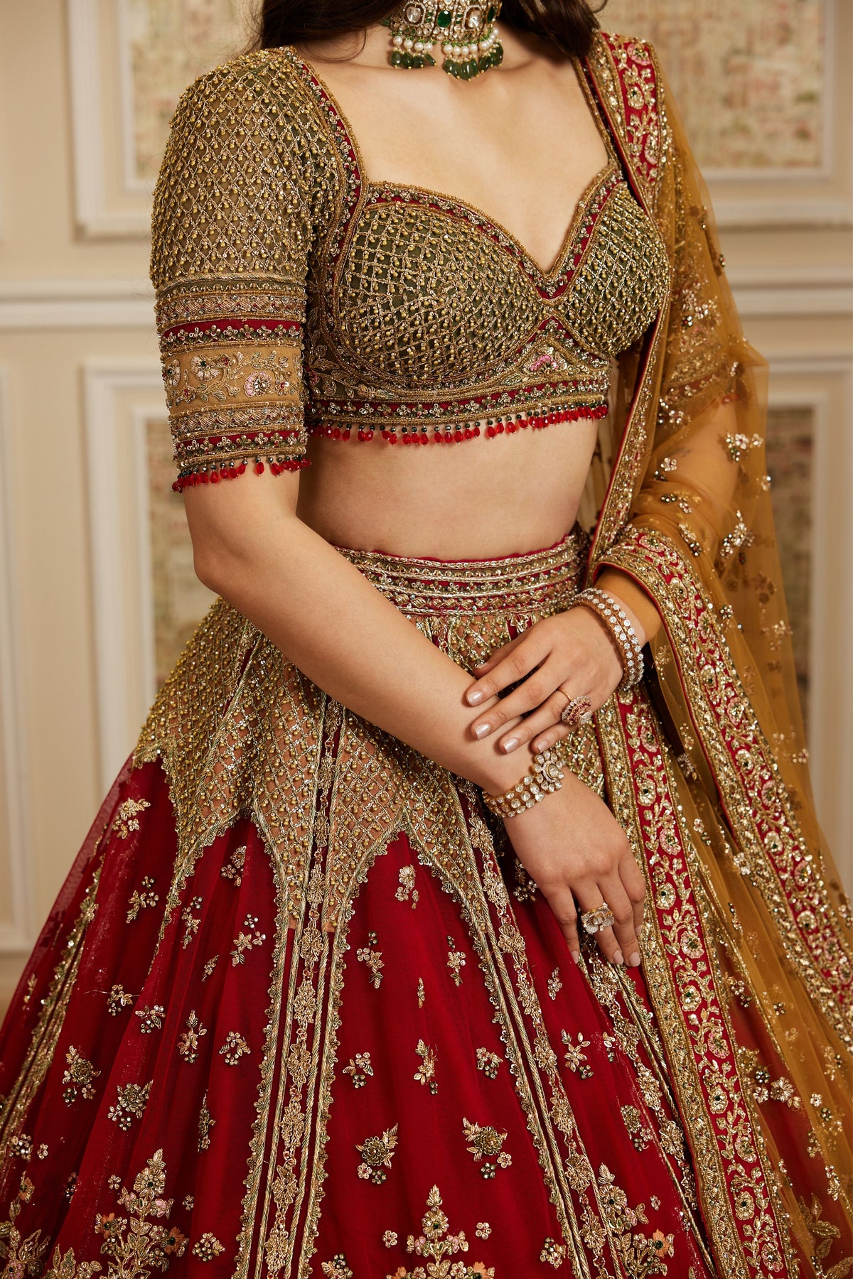 Noura Red Lehenga Set