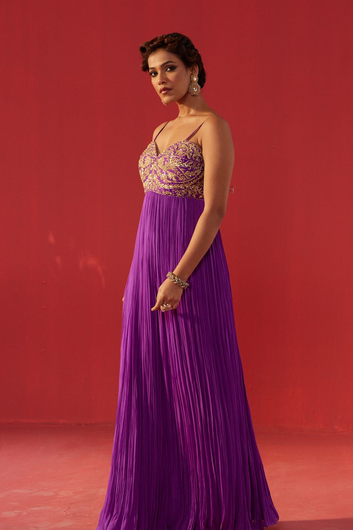 Purple Embroidered Anarkali
