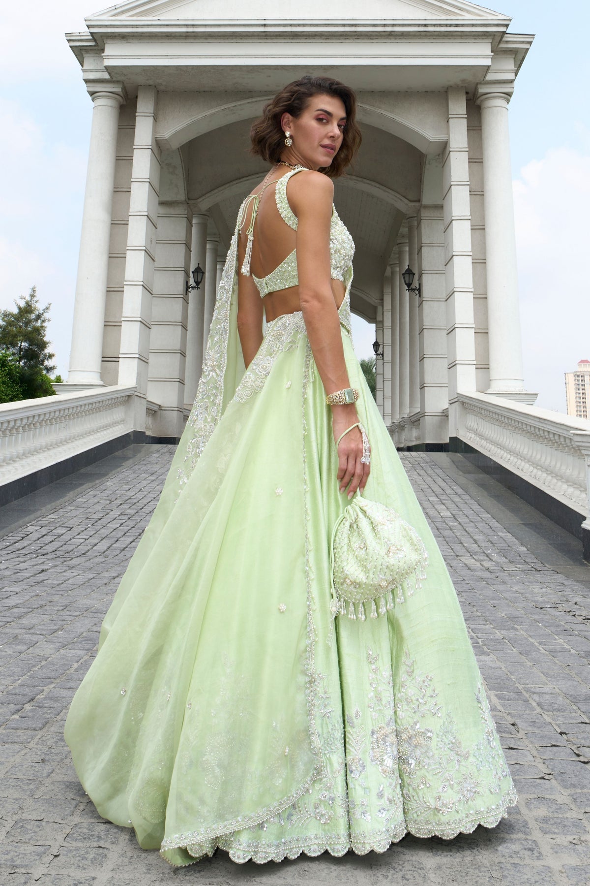Raw Silk Green Lehenga Set
