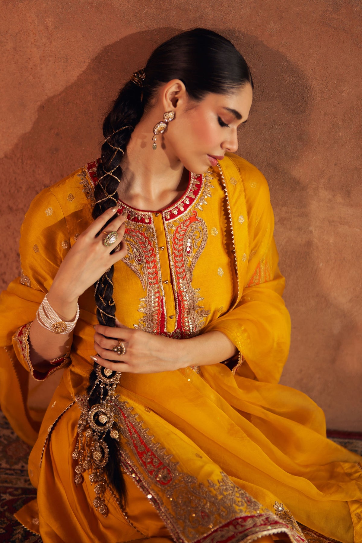 Fahmida Mustard Kurta With Salwar