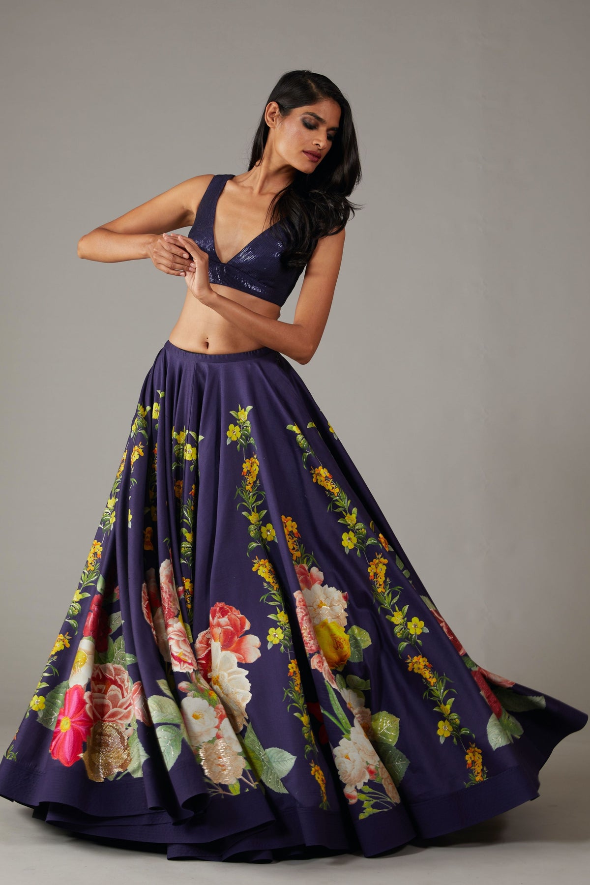 Chanderi Printed Lehenga Set