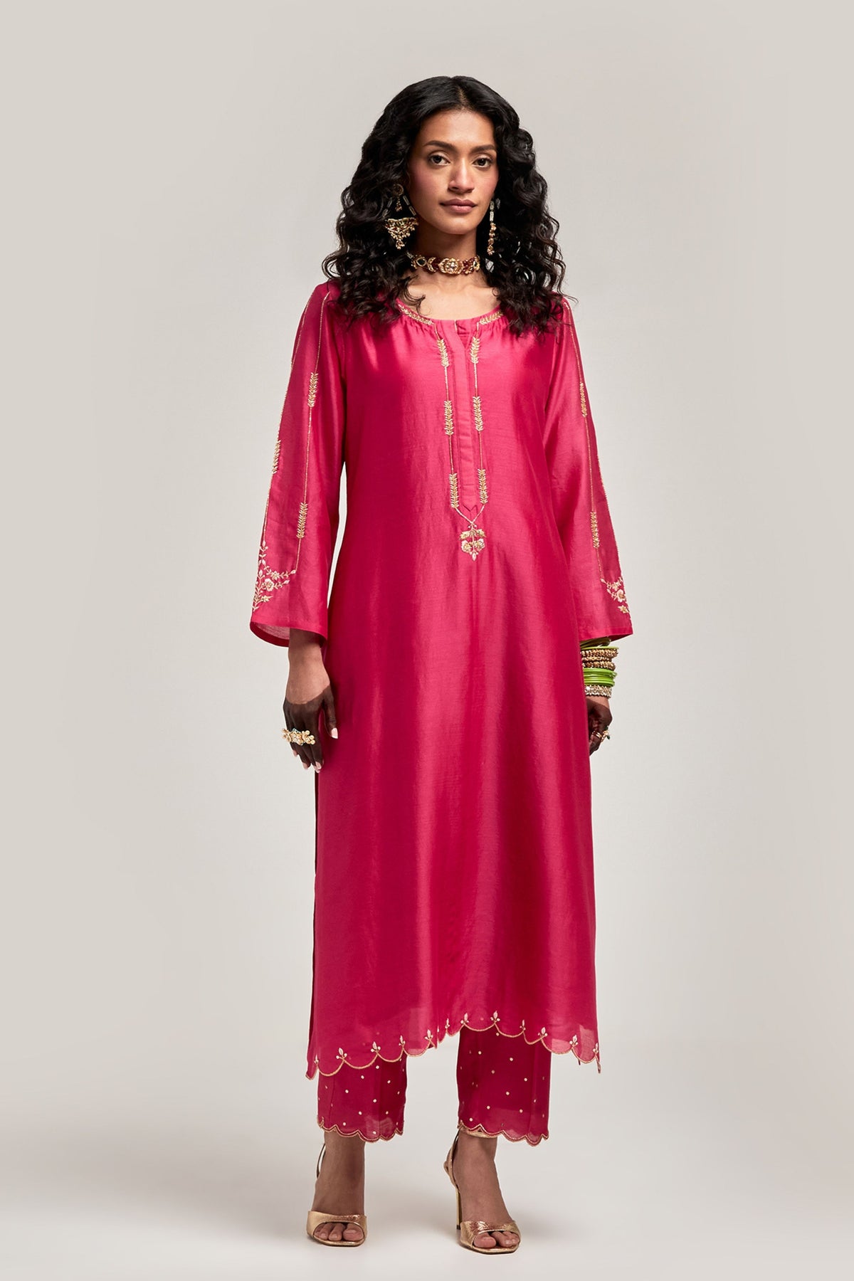Embroidered Fuchsia Kurta Set