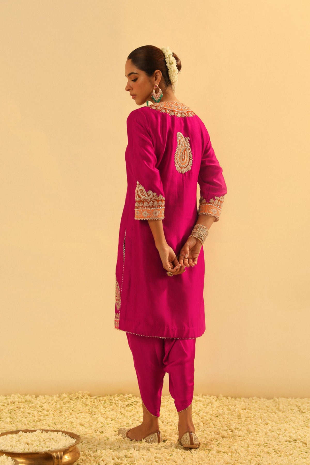 Anjum Short Pink Kurta With Dhoti