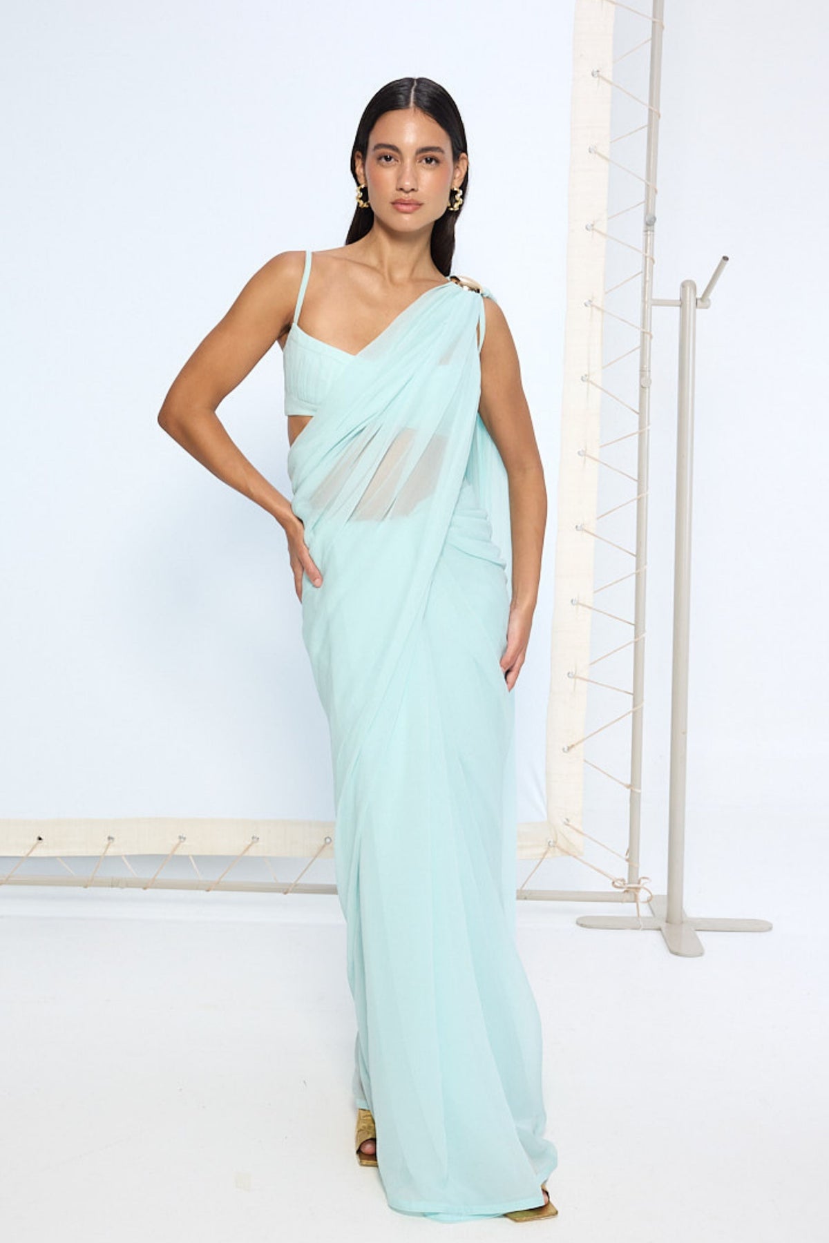 Ice Blue Movable Saree