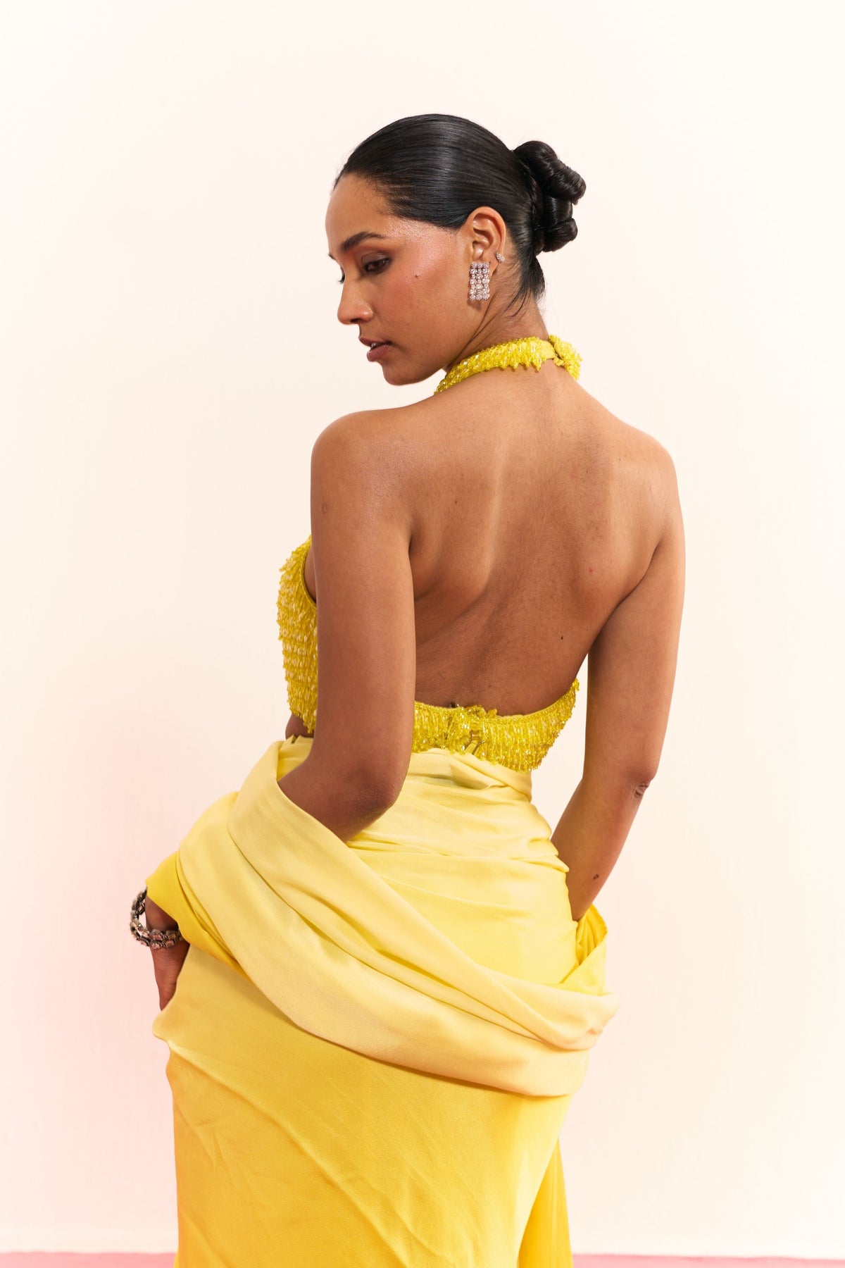 Honey Mist Draped Saree Set