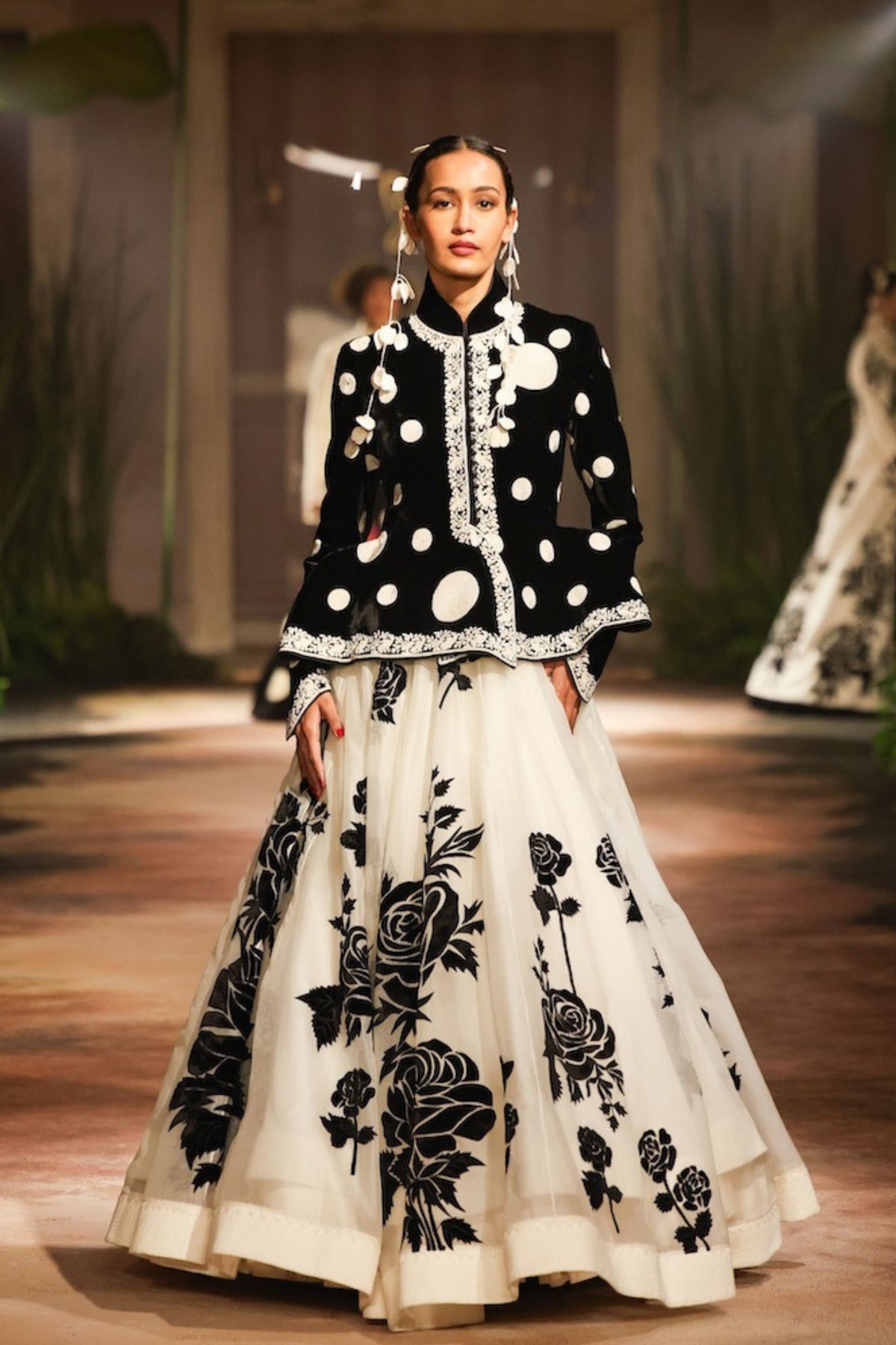 Short Jacket Black Lehenga Set