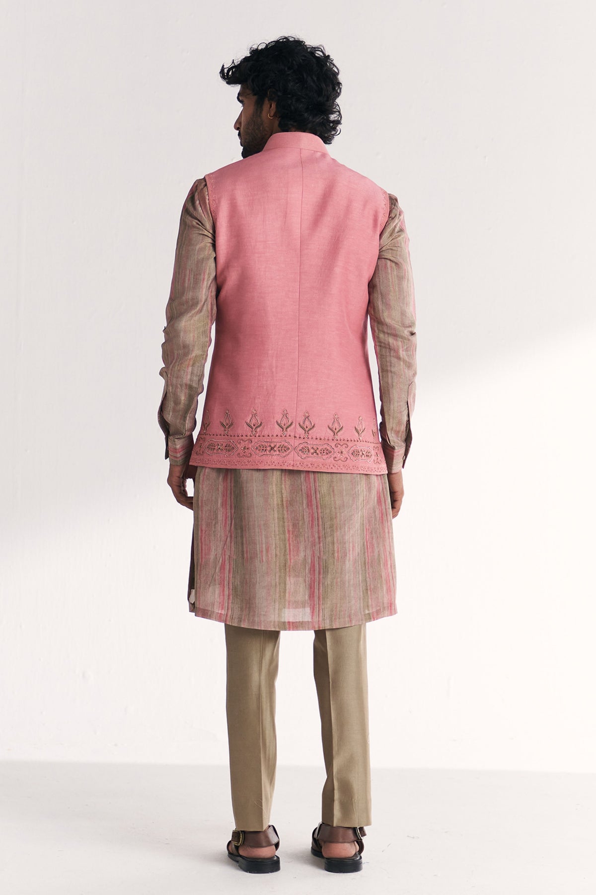 Dino Pink Nehru Jacket Set