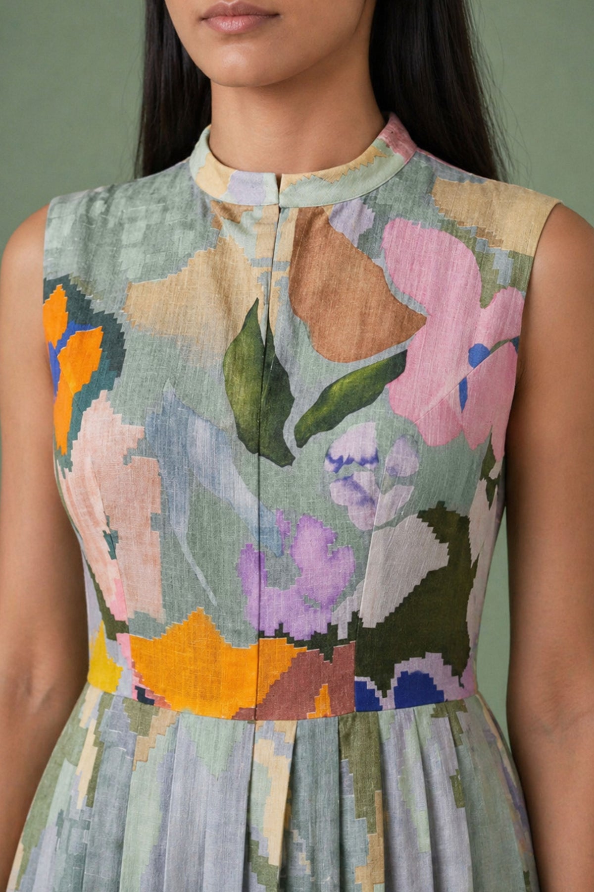Ikat Pleated Dress