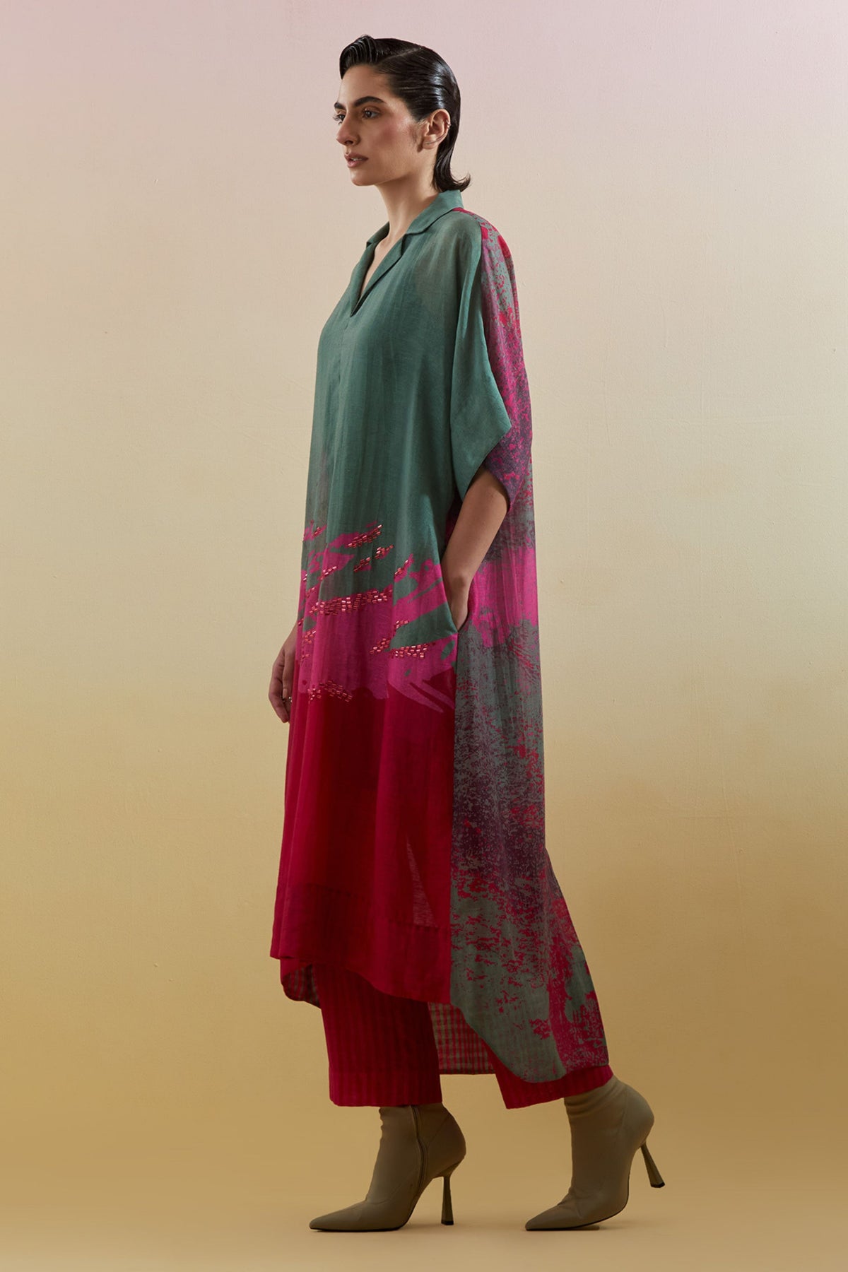 Gliss Green & Pink Kurta Set