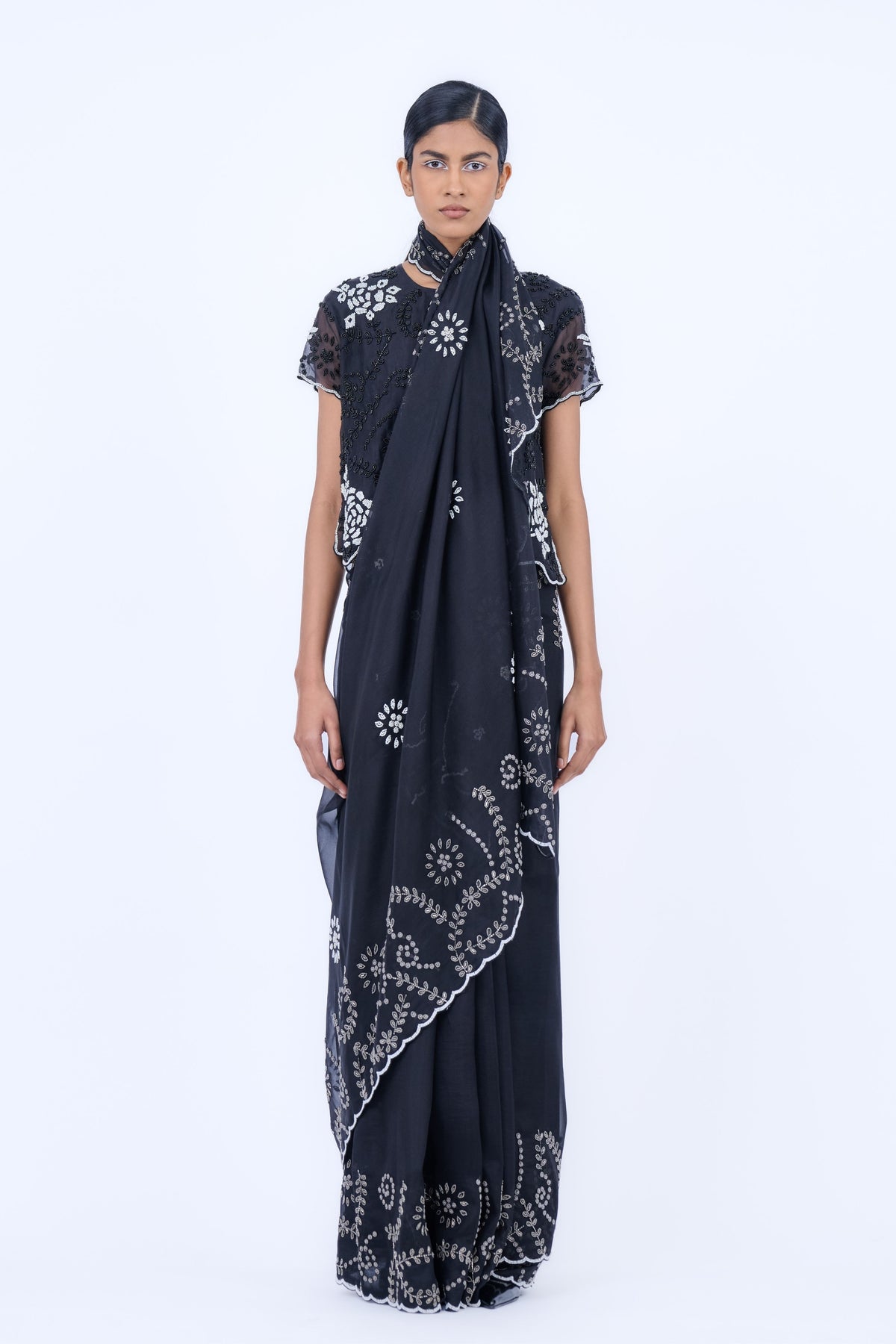 Beadwork Blouse in Black