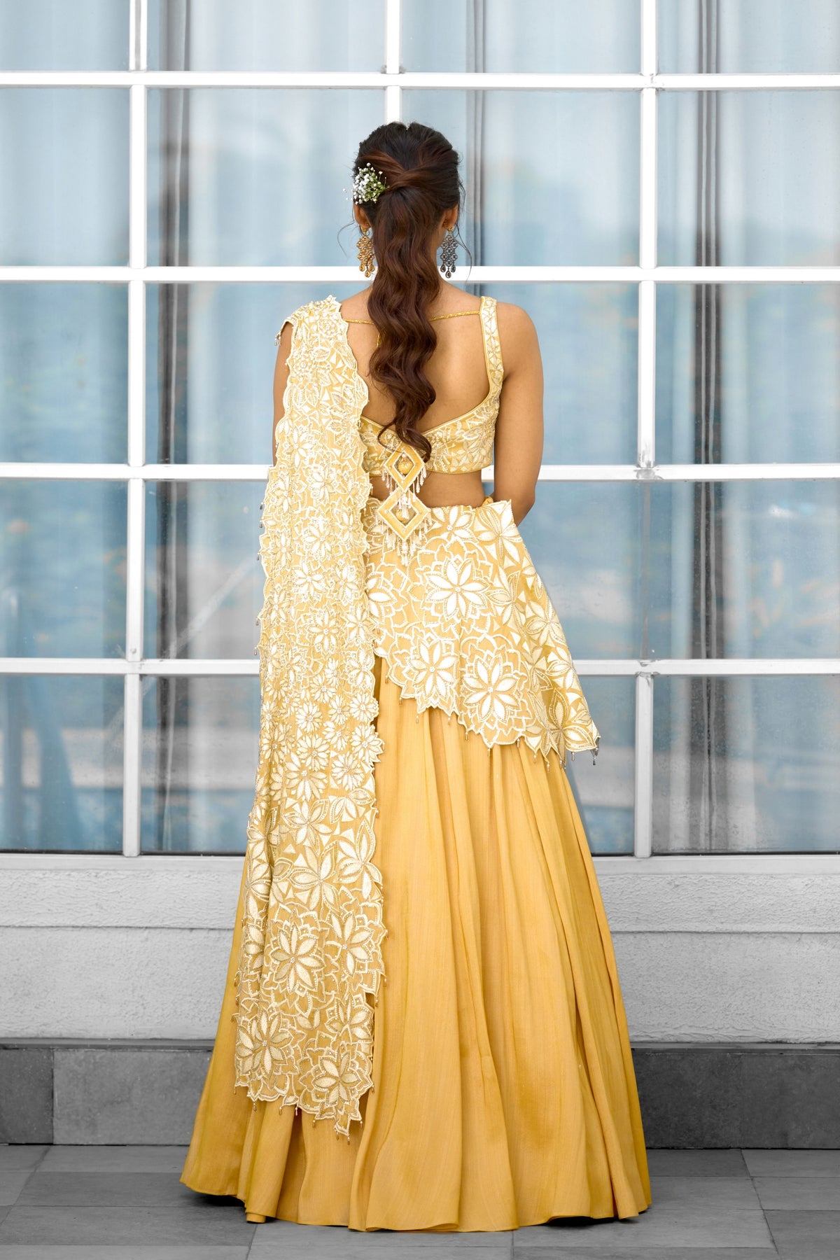 Marigold Muse Draped Lehenga Set