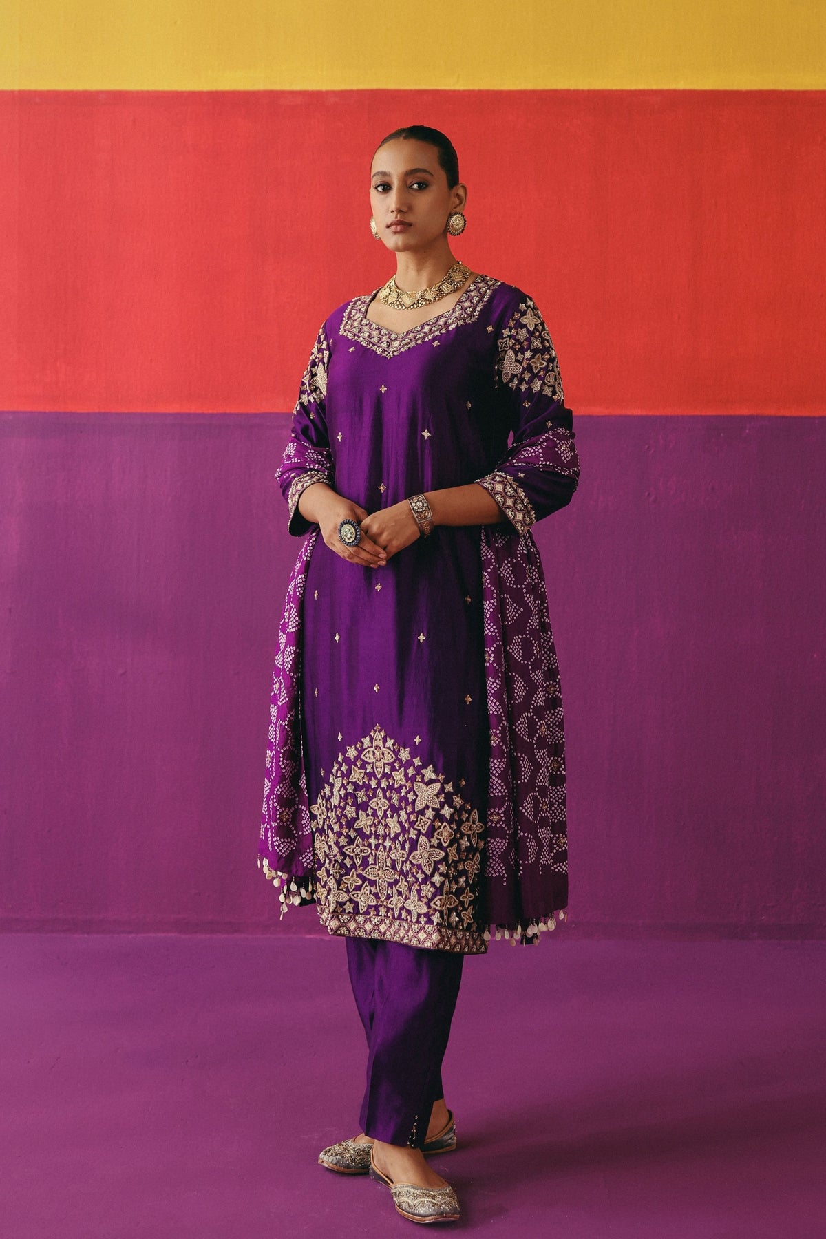 Baingani Phool Kurta Set