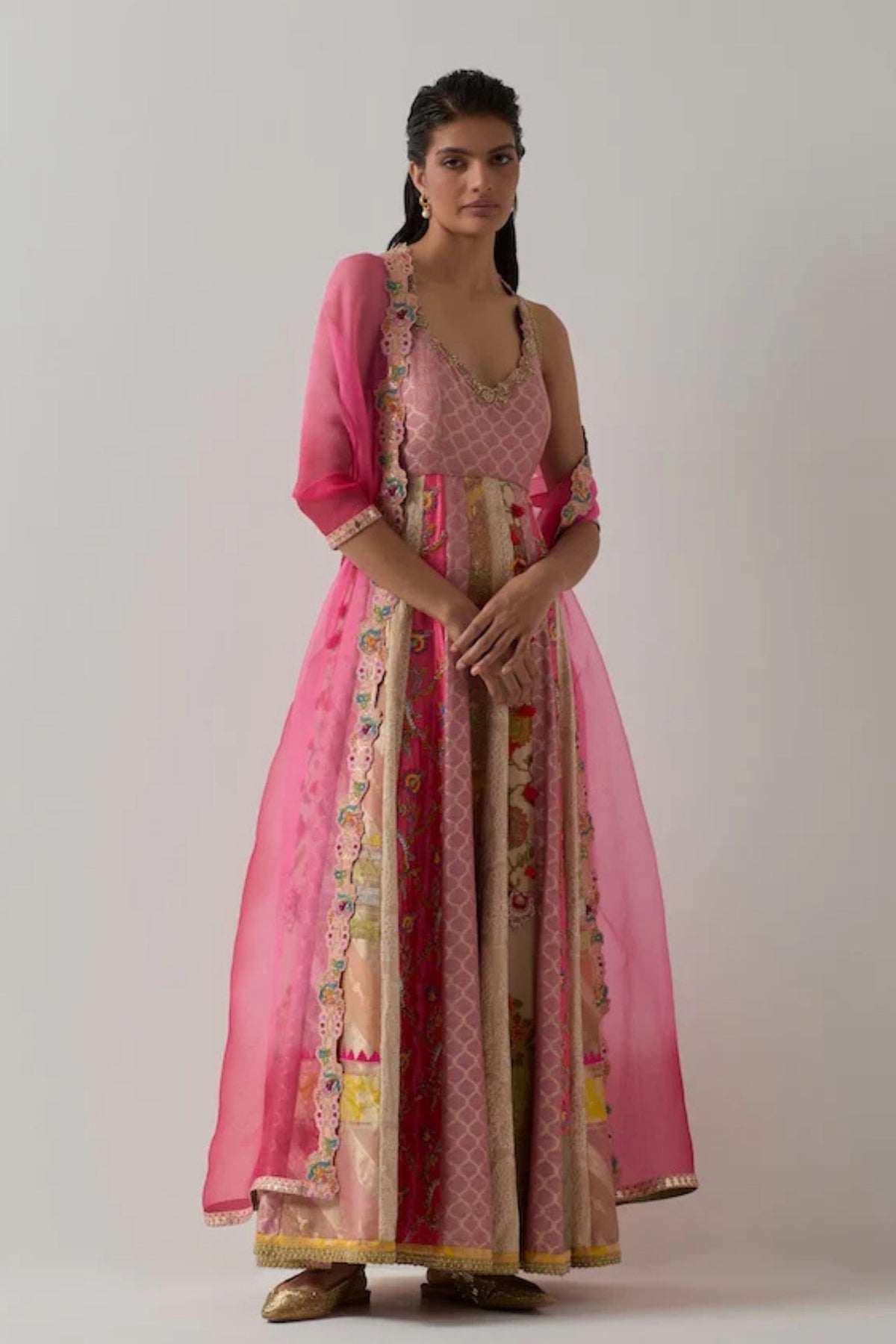 Pink Embellished Anarkali Set