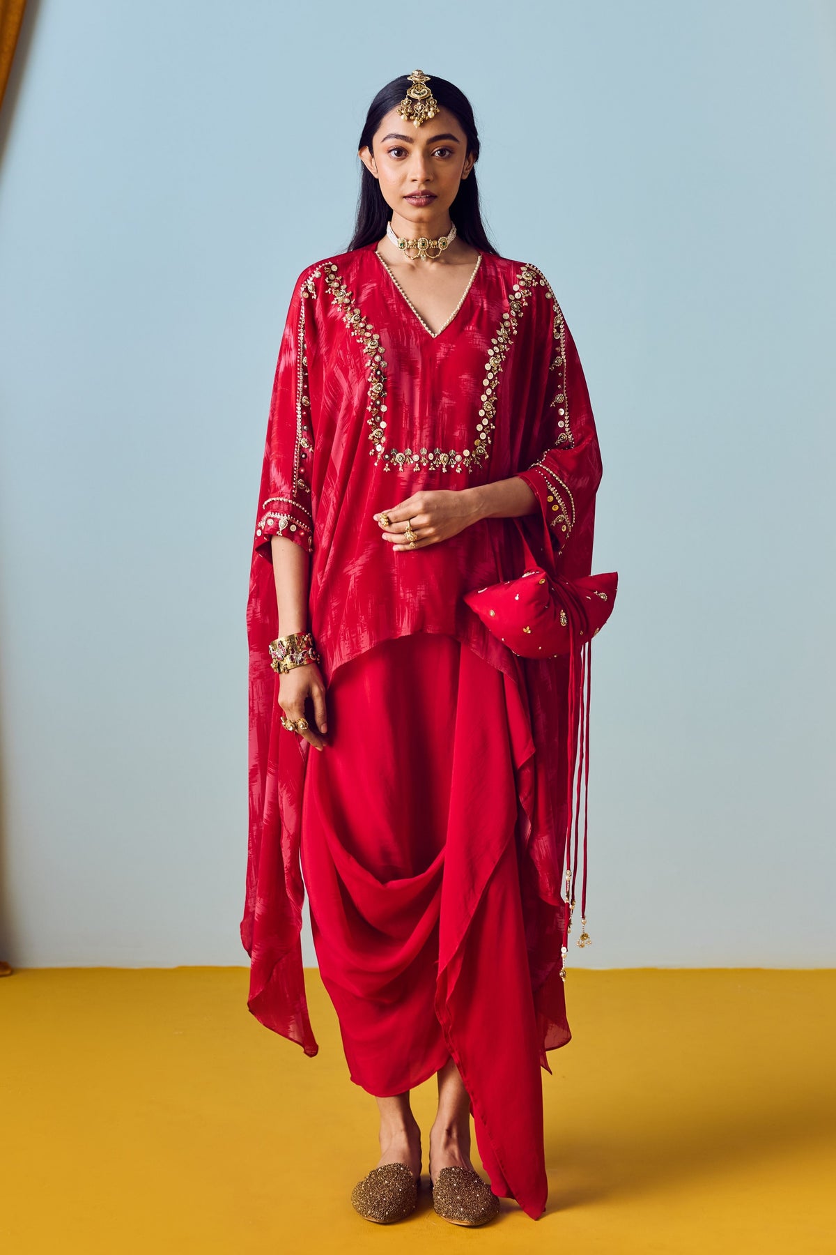 Maia Red Tunic Set