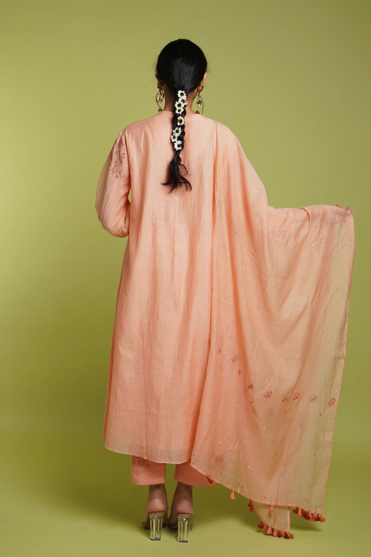 Peach Floral Kurta Set