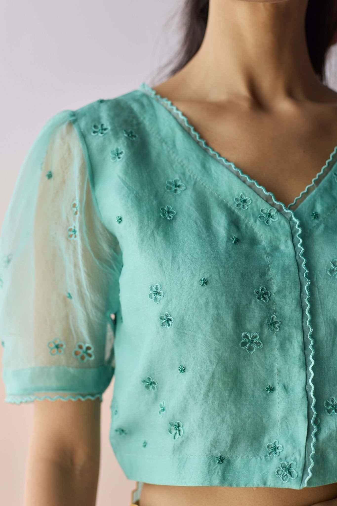 Starbloom Coral Blue Blouse - Surmaye - Elahe