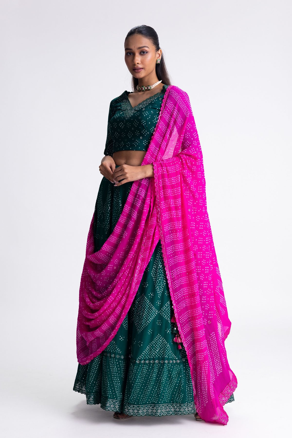 Bandhani Crepe Lehenga Set