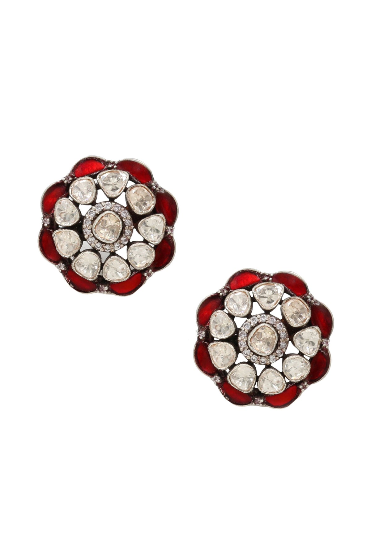 Silver Earrings in Red