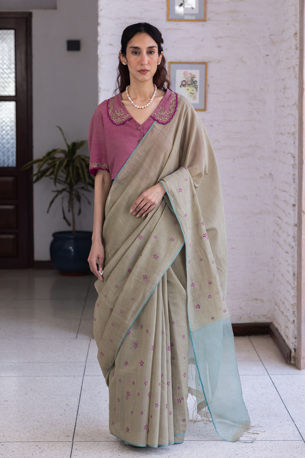 Earthen Bloom Jamdani Saree
