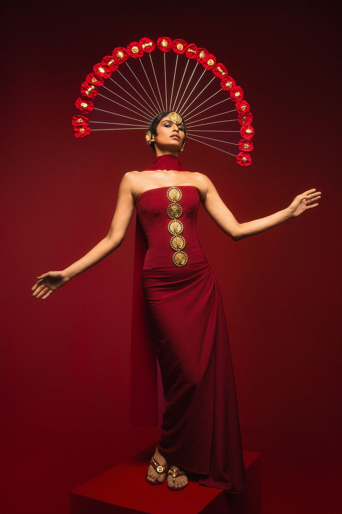 The Ghana Gator Corset Set in Red
