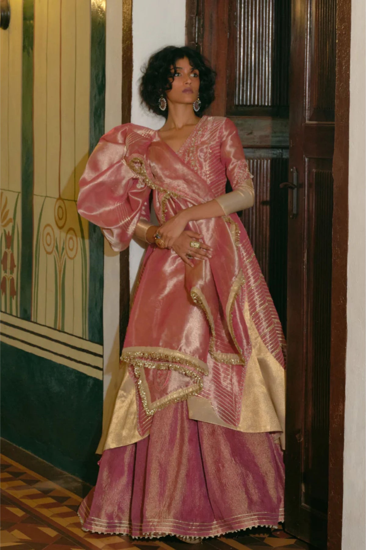 Pink Silk  Jacket Set