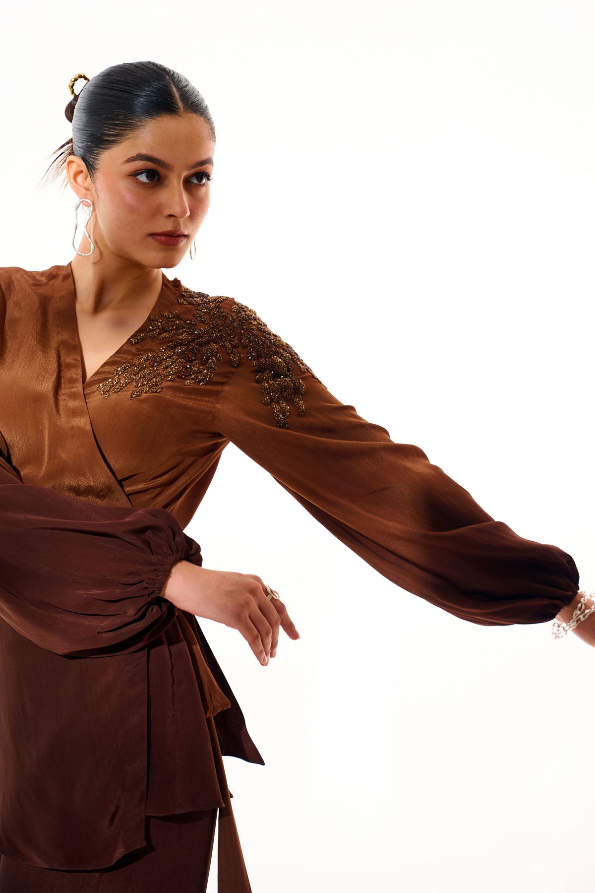 Brown Sapphire Wrap Around Co-ord Set