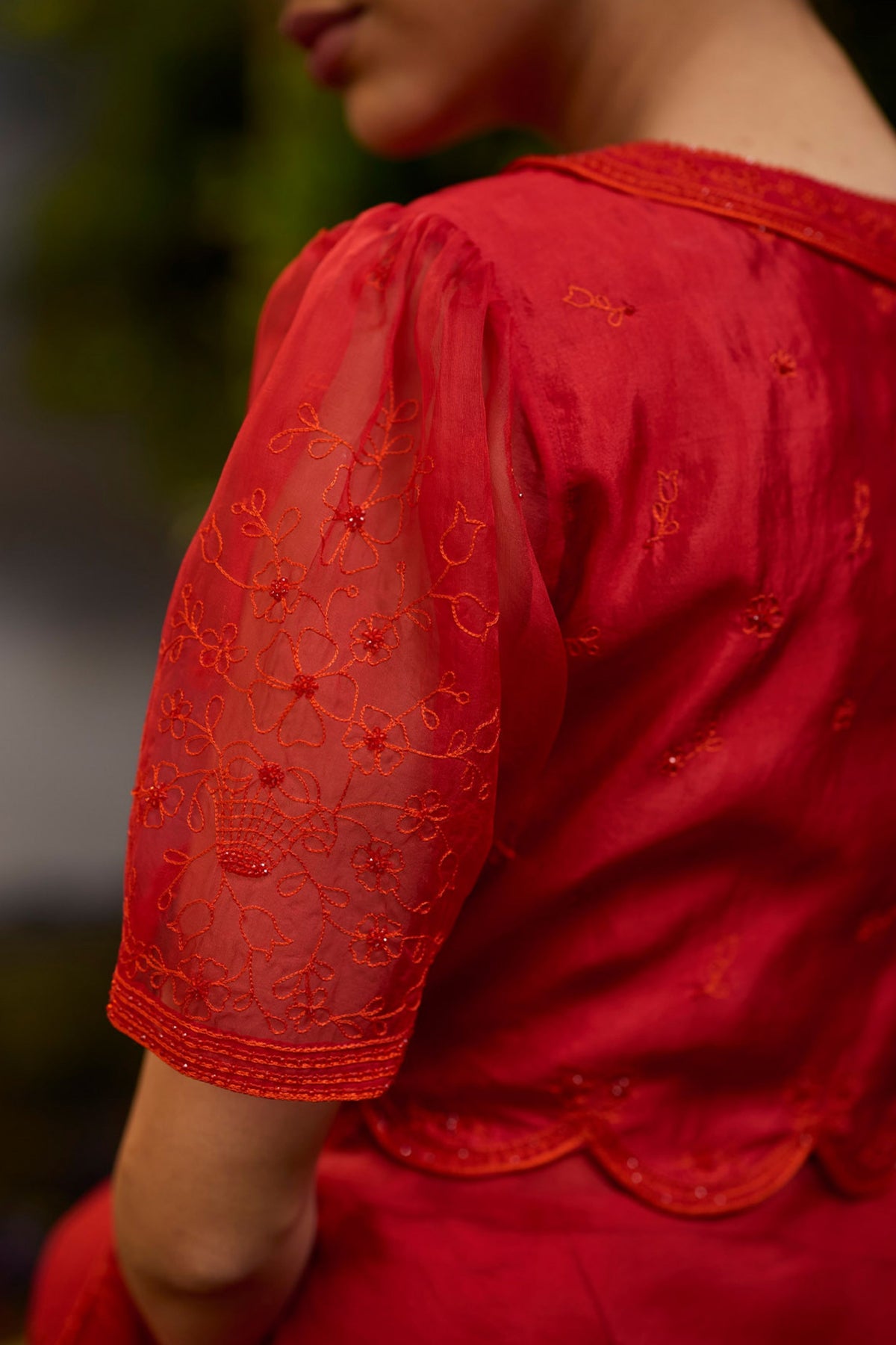 Framed in Bloom Embroidered Red Blouse