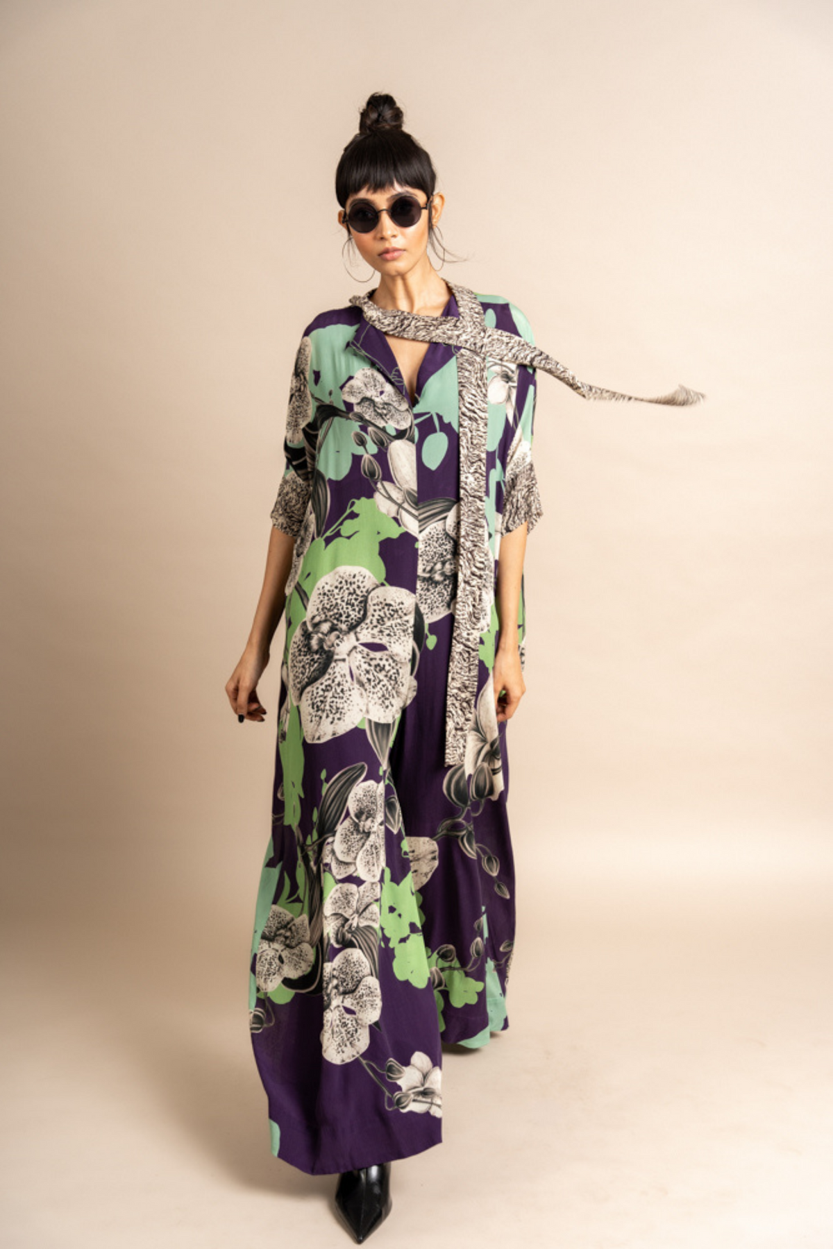 Aubergine Print Kaftan Jumpsuit