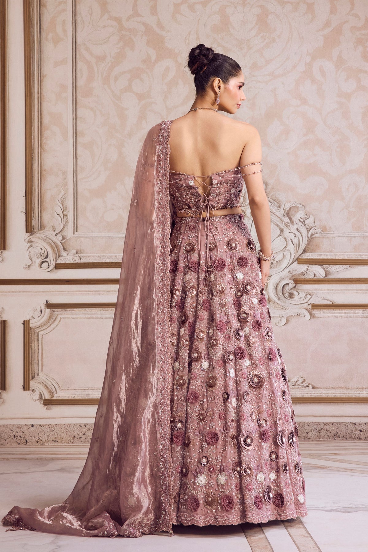 Champagne Corset and Lehenga